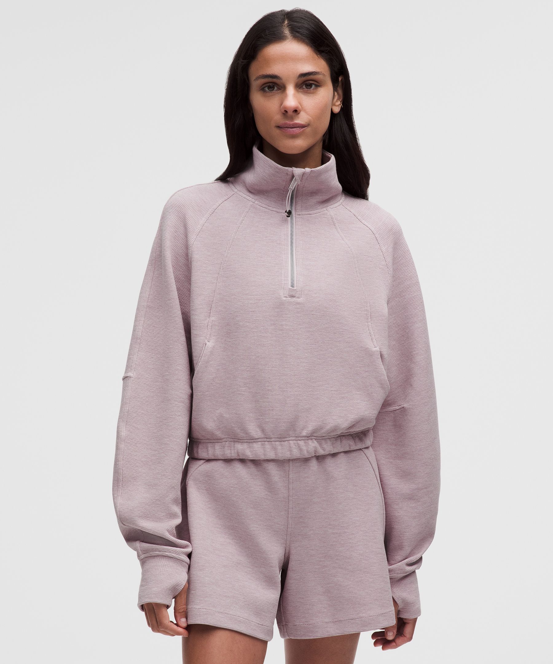 Scuba Cropped Funnel-Neck Half Zip 