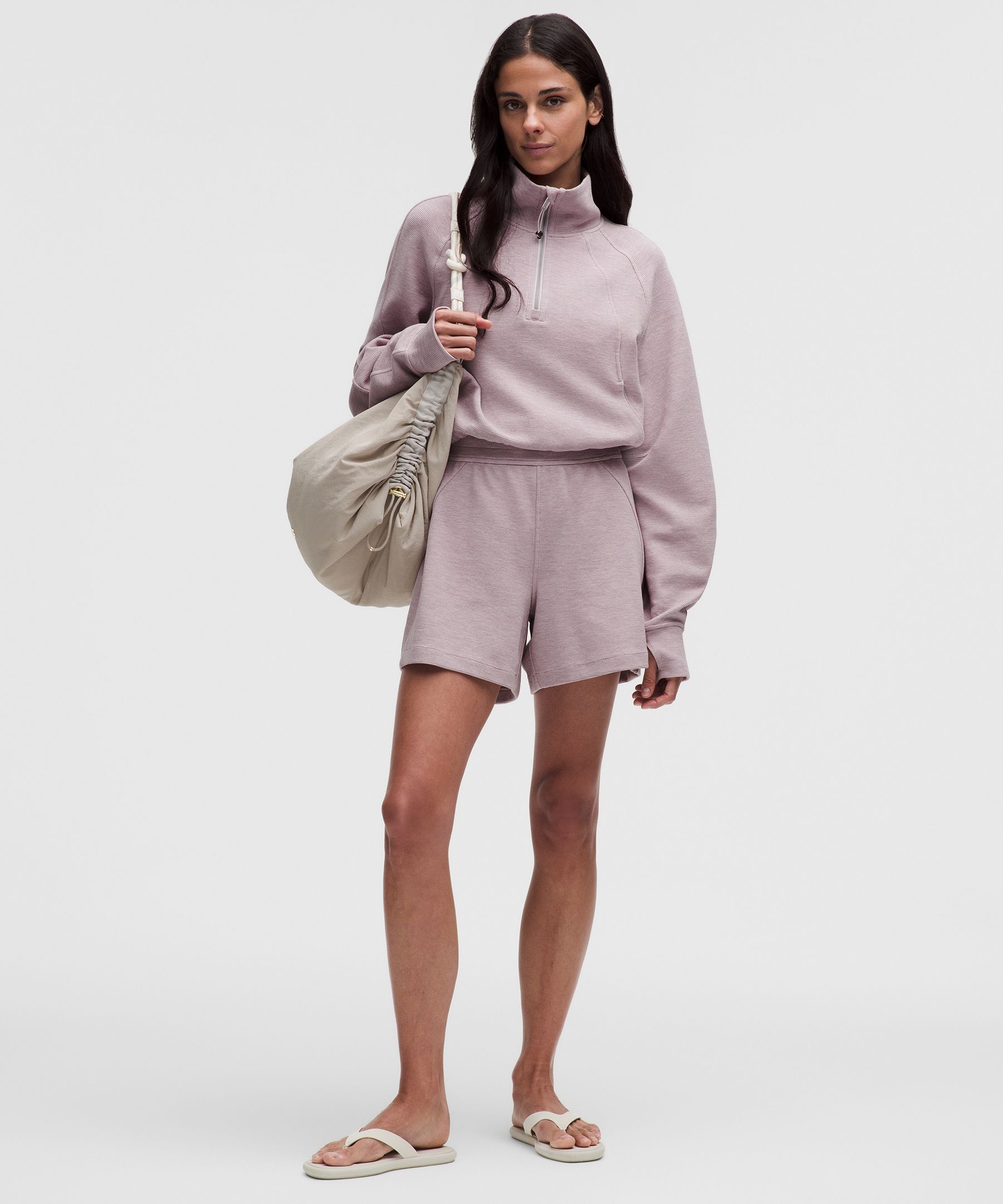 Scuba Cropped Funnel-Neck Half Zip *Waffle