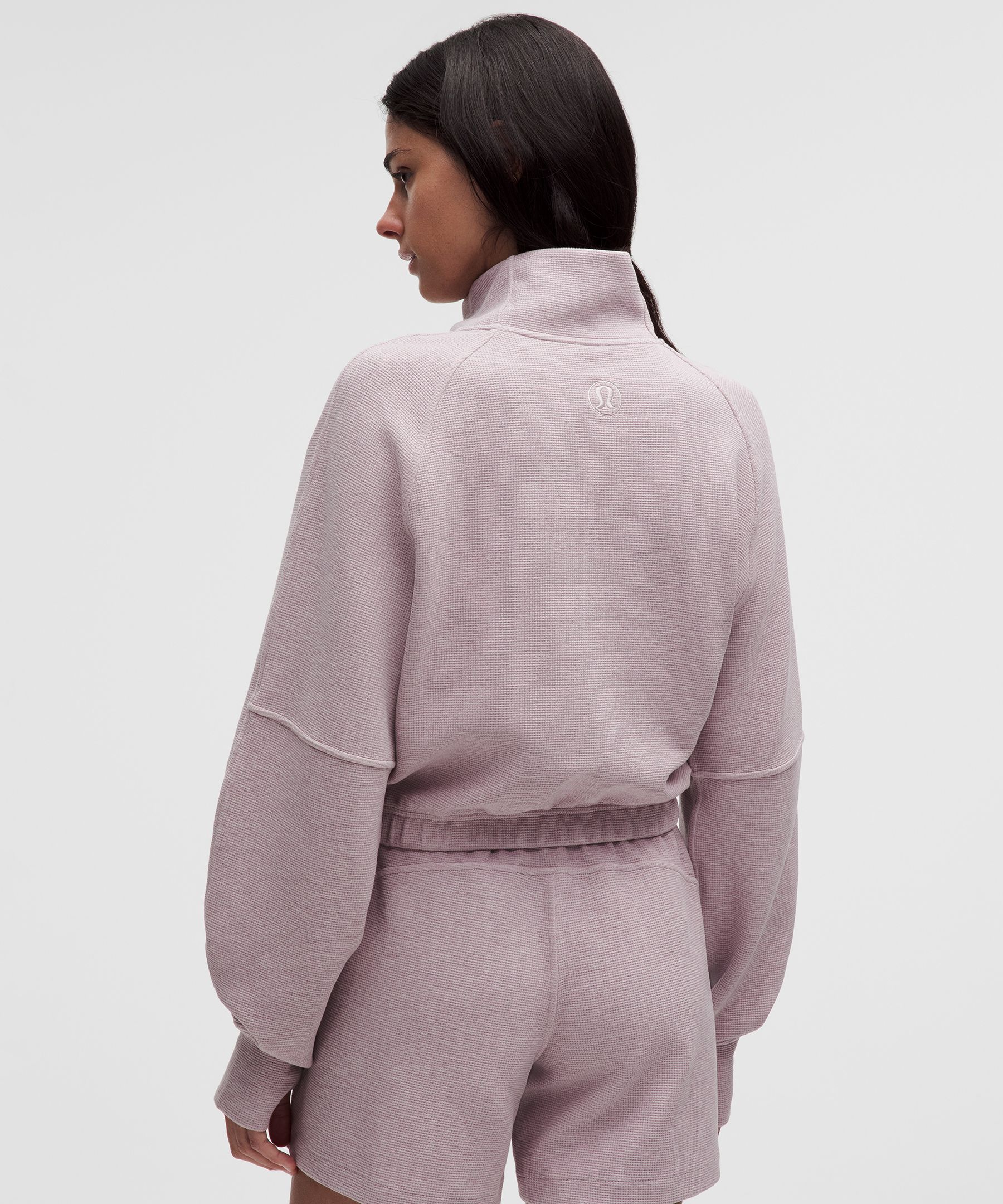 Scuba Cropped Funnel-Neck Half Zip *Waffle