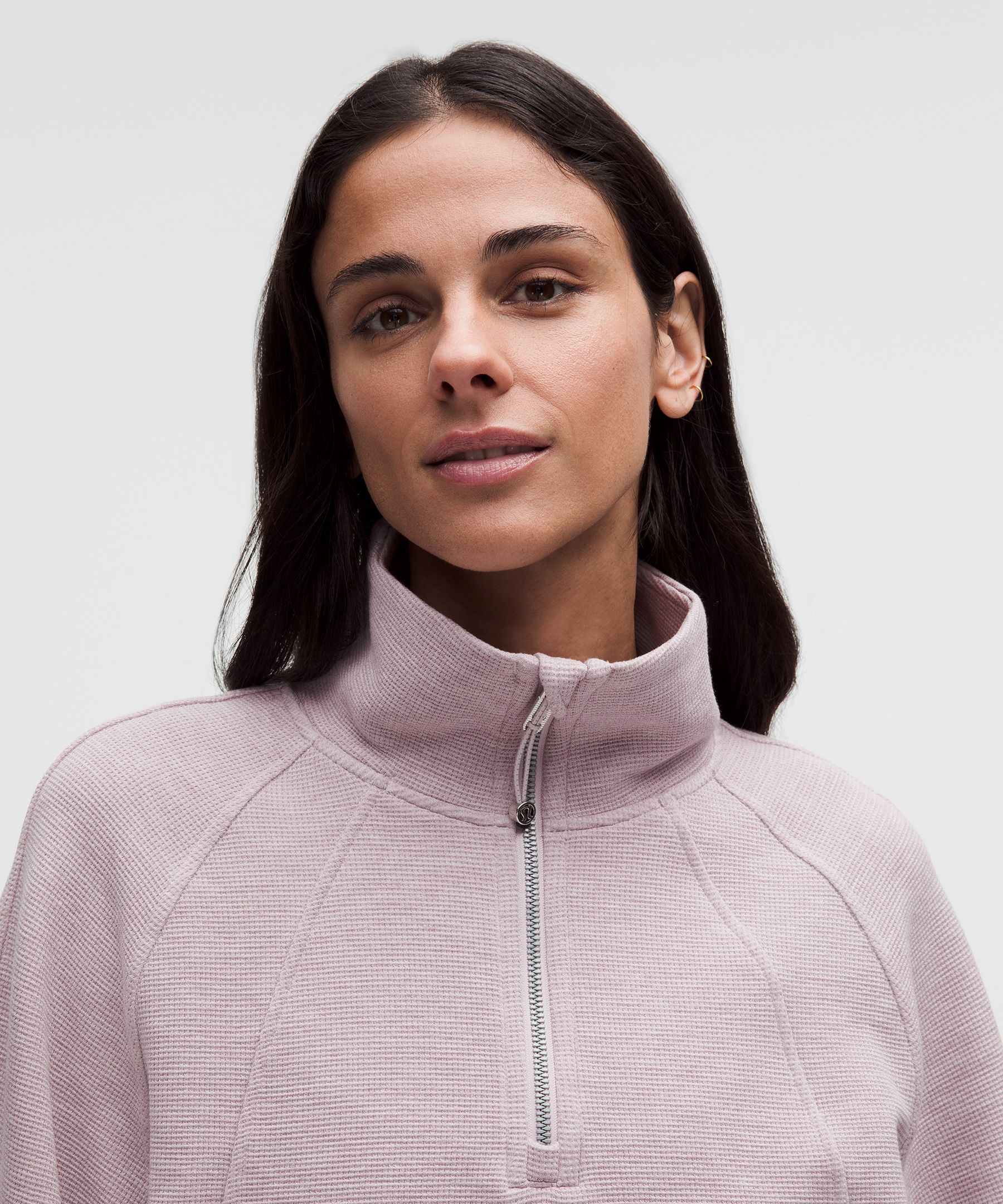 Scuba Cropped Funnel-Neck Half Zip *Waffle
