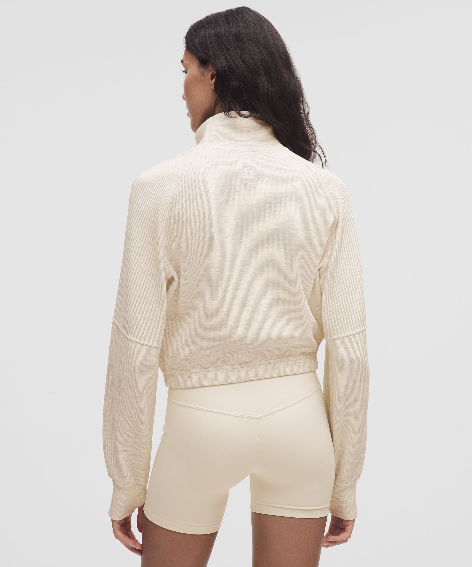 Scuba Cropped Funnel-Neck Half Zip *Waffle