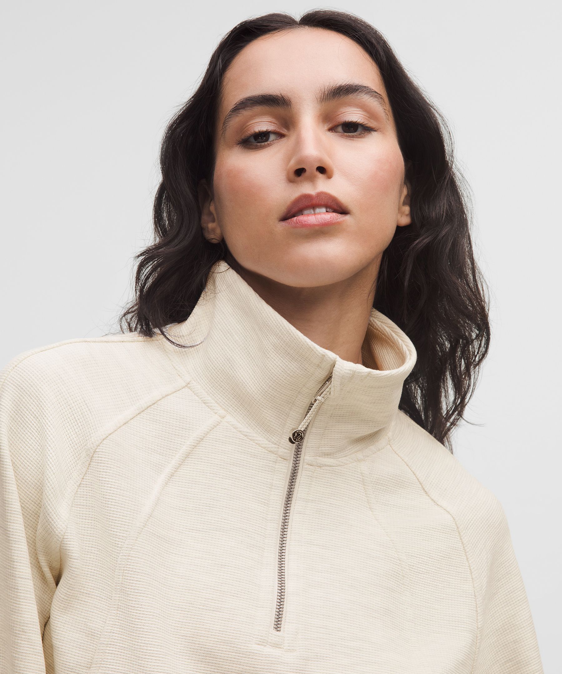 Scuba Cropped Funnel-Neck Half Zip *Waffle