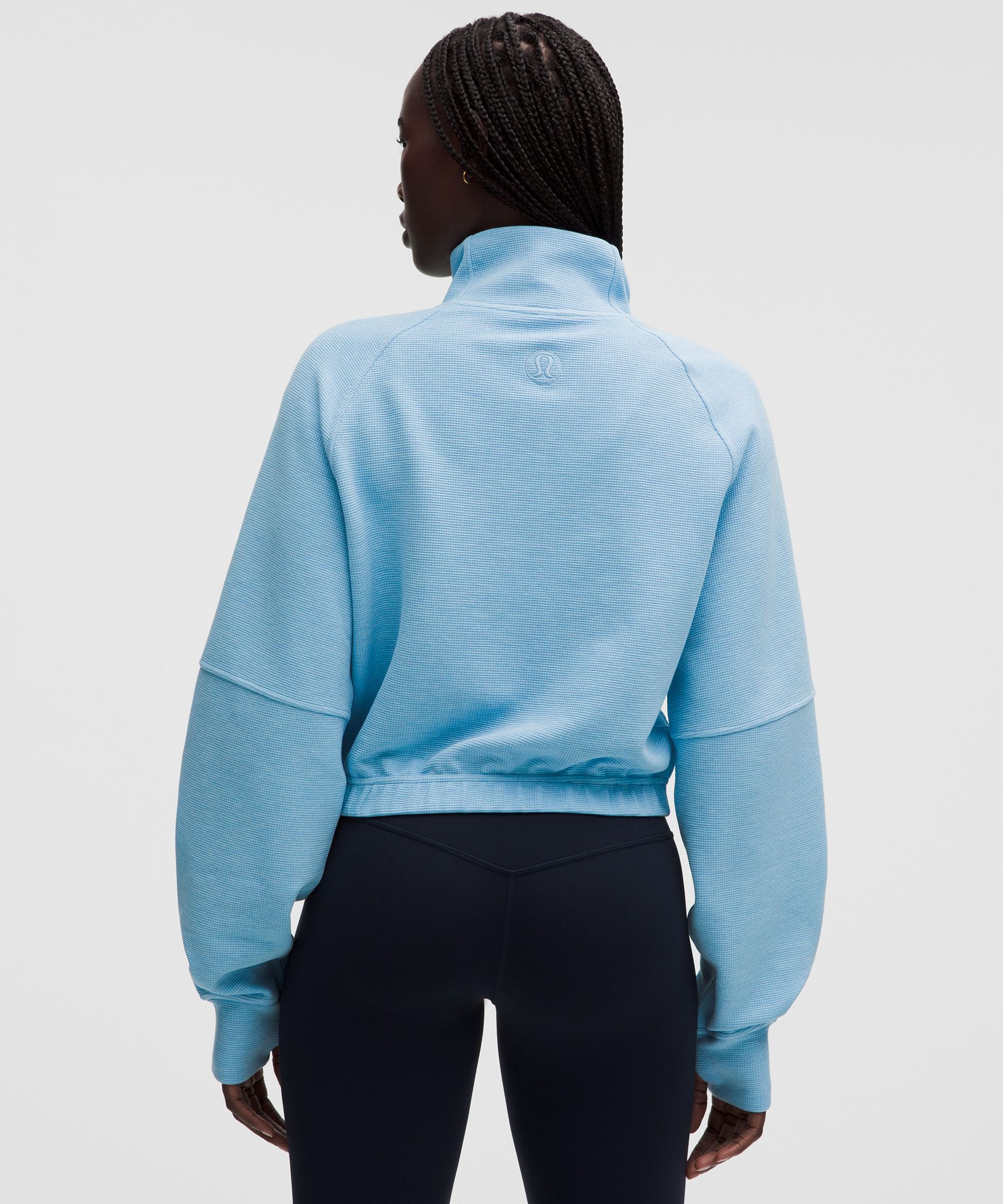 Scuba Cropped Funnel-Neck Half Zip *Waffle