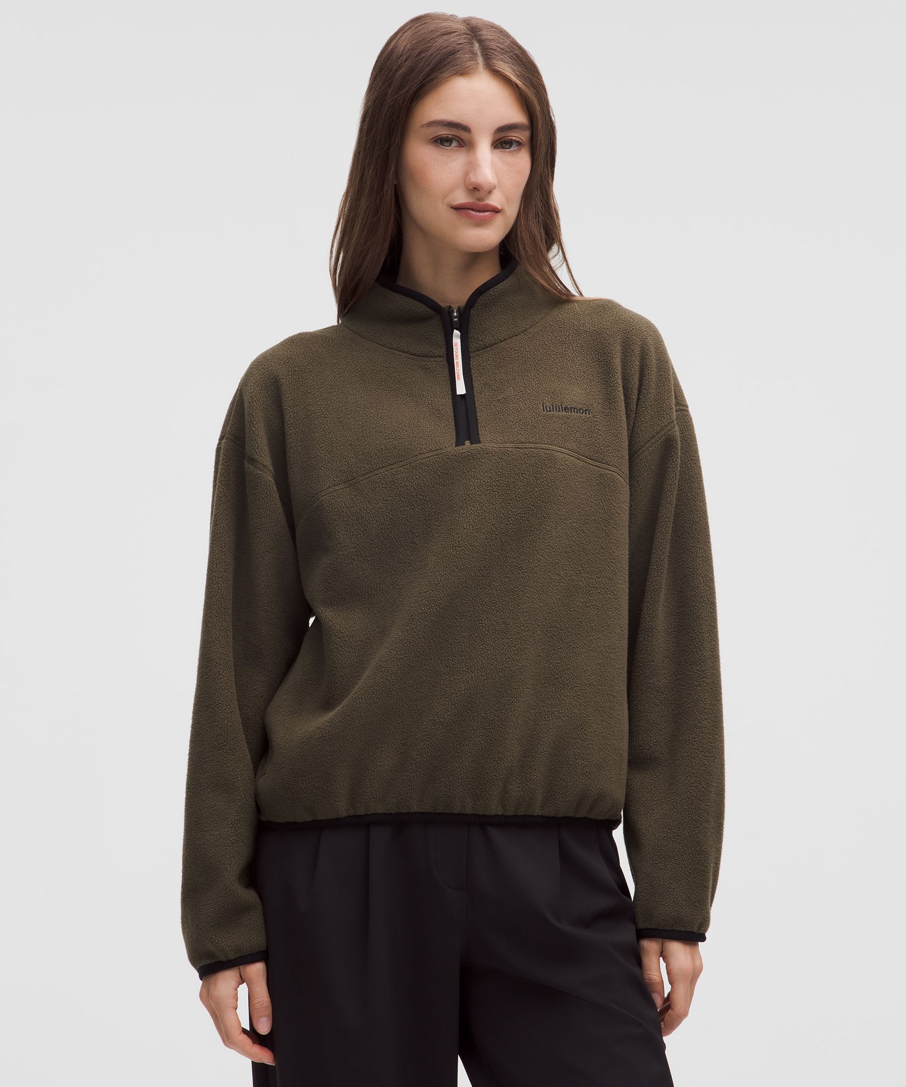 Tumbled Fleece Half-Zip Jacket - Brown