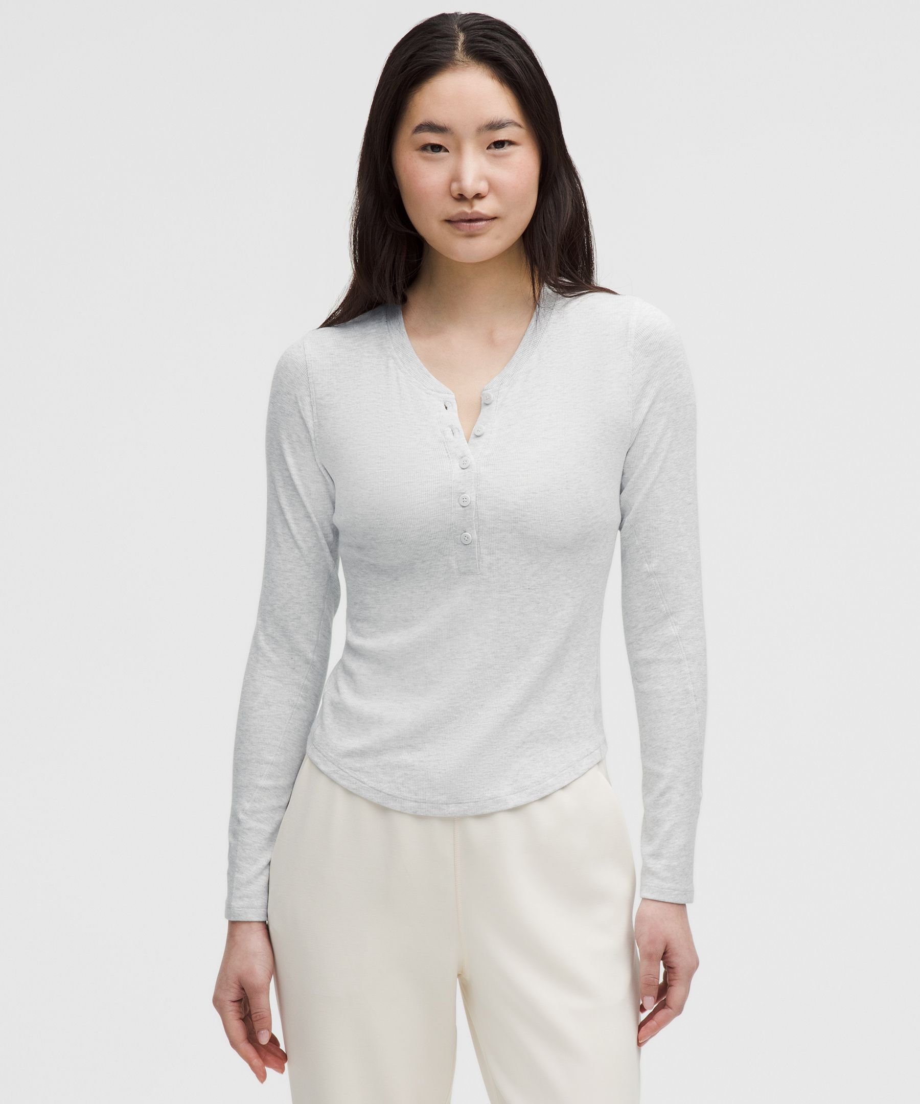 Hold Tight Long-Sleeve Henley - Grey,Neutral