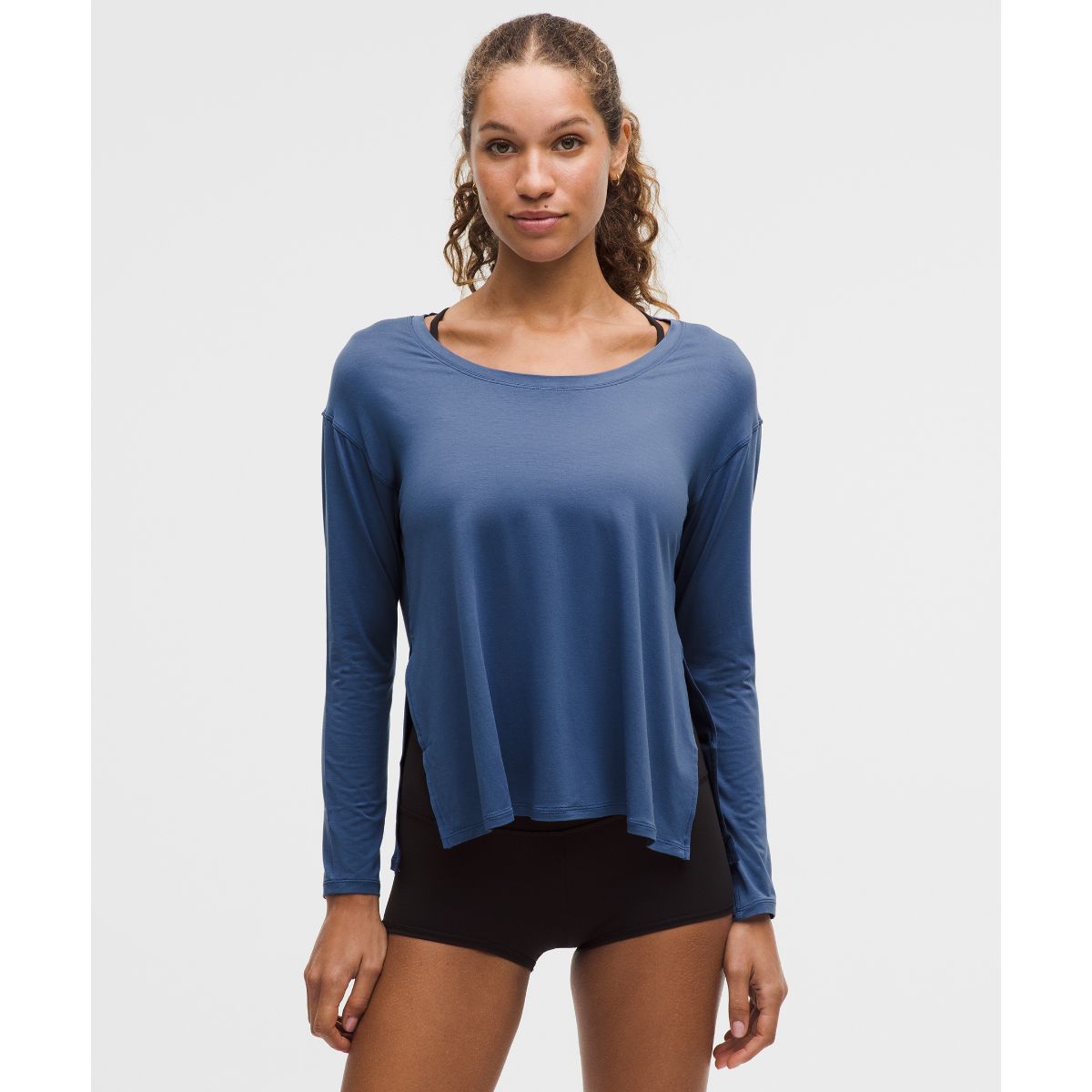 SilkAppeal Side-Slit Long-Sleeve Shirt