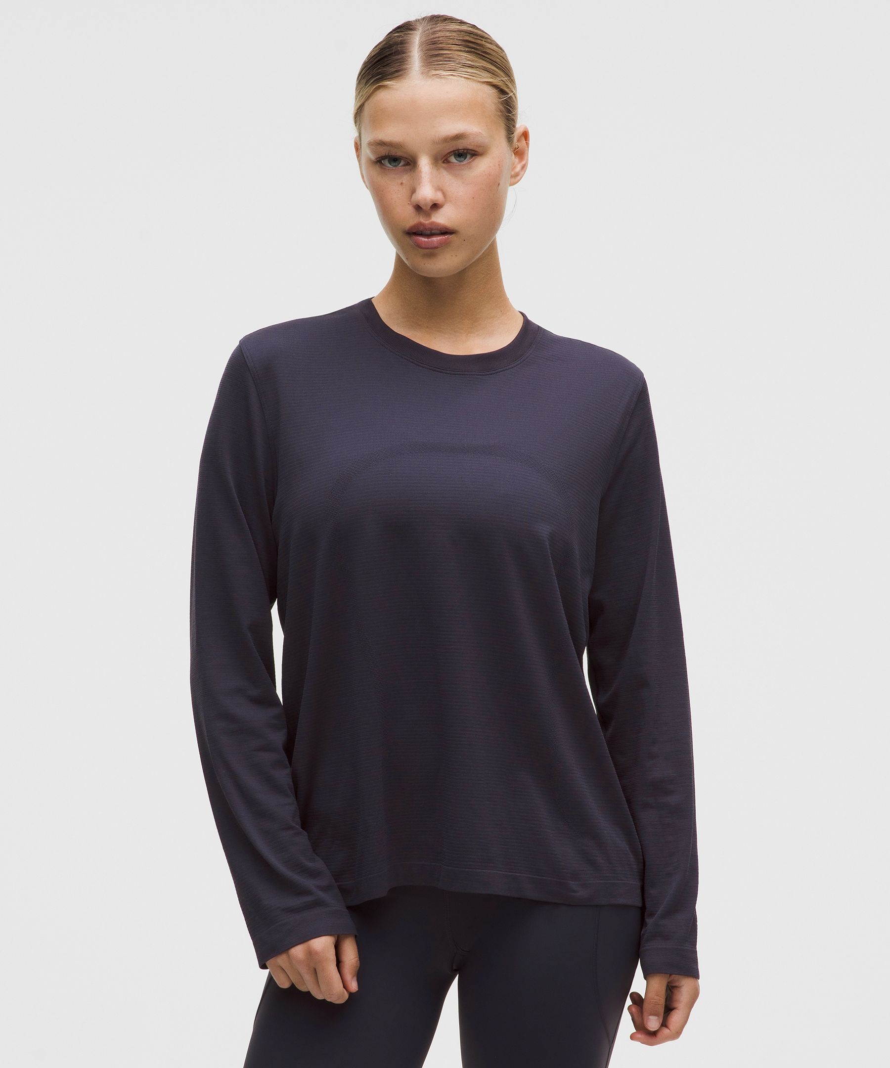lululemon – Women’s Swiftly Relaxed Long-Sleeve Shirt Hip Length Fit – Color Purple – Size 12