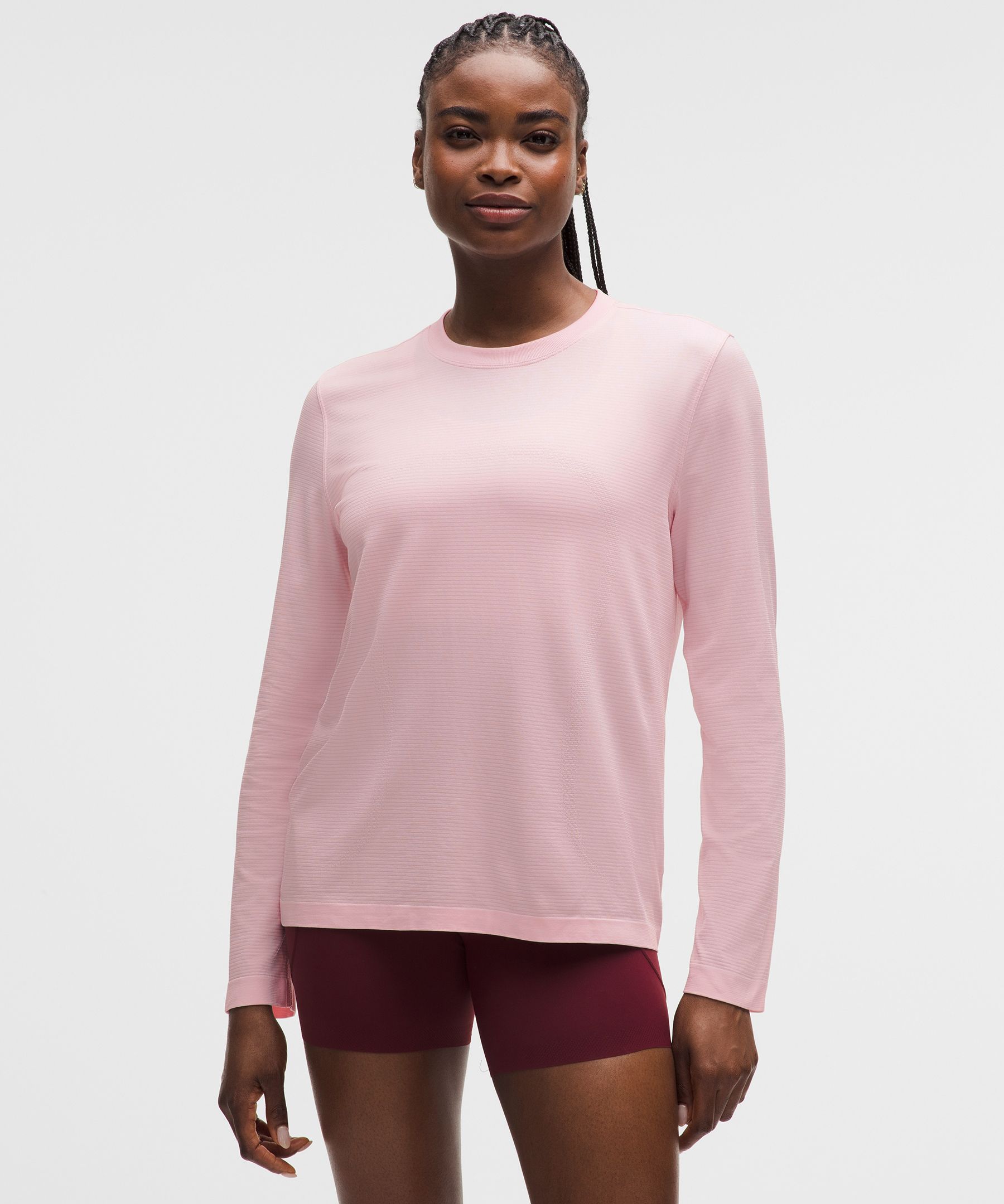 lululemon – Women’s Swiftly Relaxed Long-Sleeve Shirt Hip Length Fit – Color Pink – Size 8