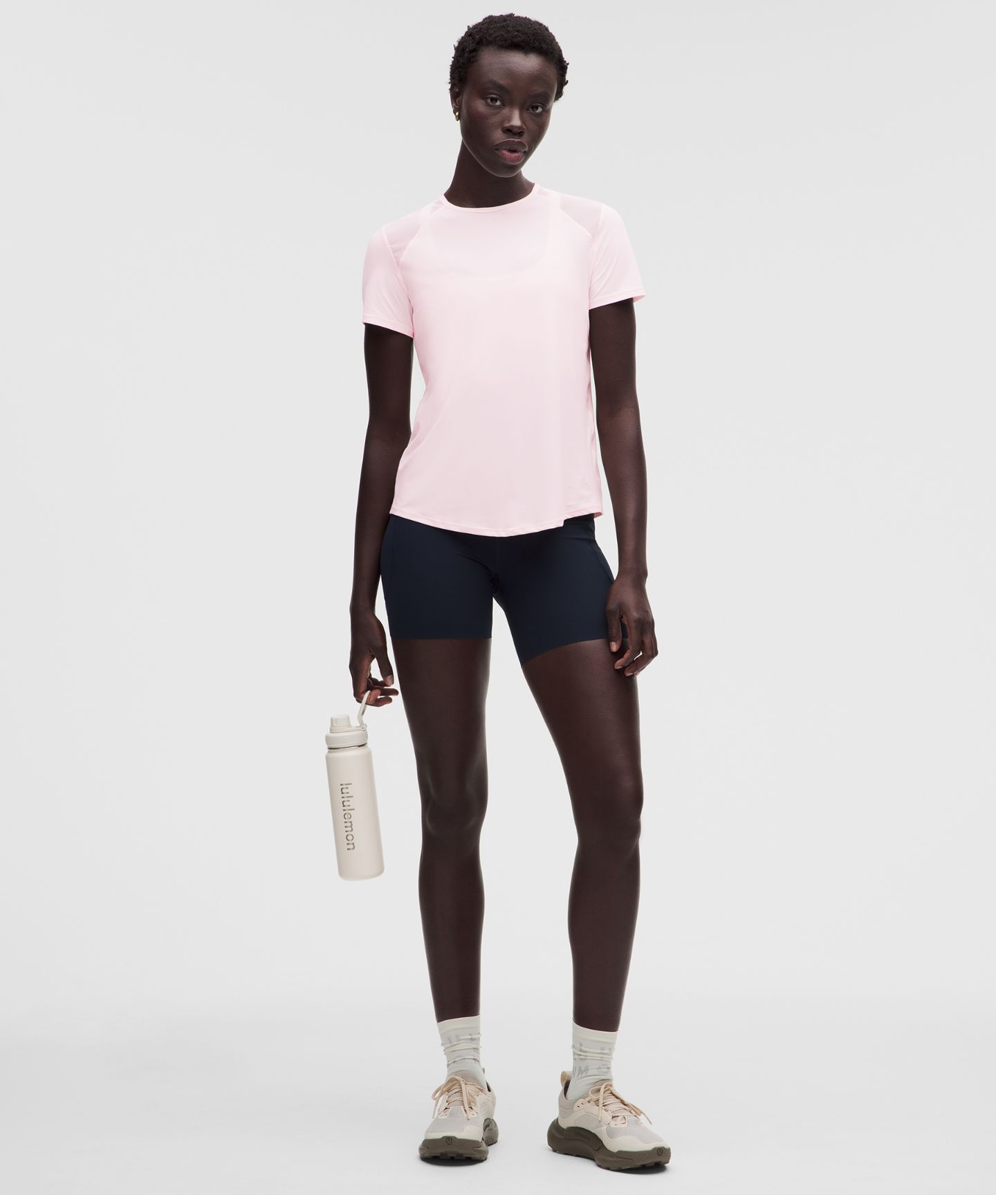 Женская футболка Lululemon Sculpt с коротким рукавом, цвет: Розовый жемчужный — фото 2