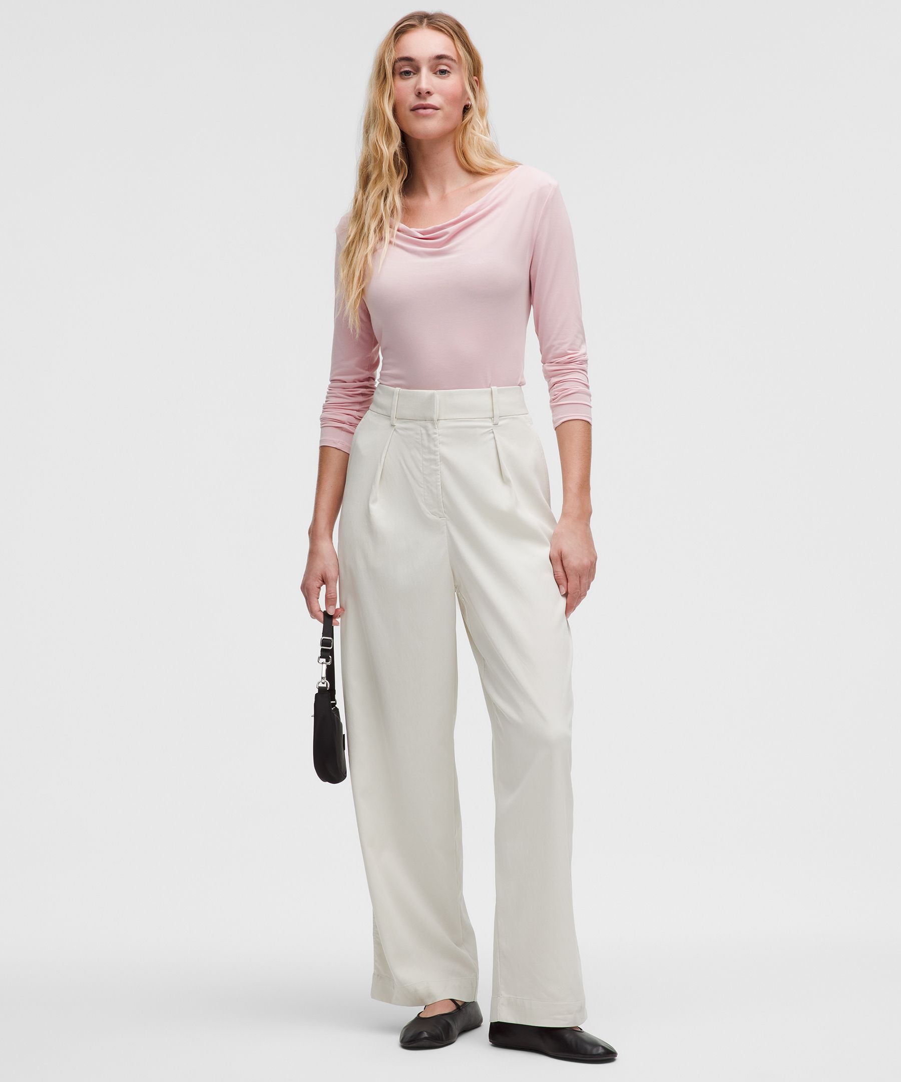 Modal-Silk Cowl-Neck Long-Sleeve Shirt | Women's Long Sleeve