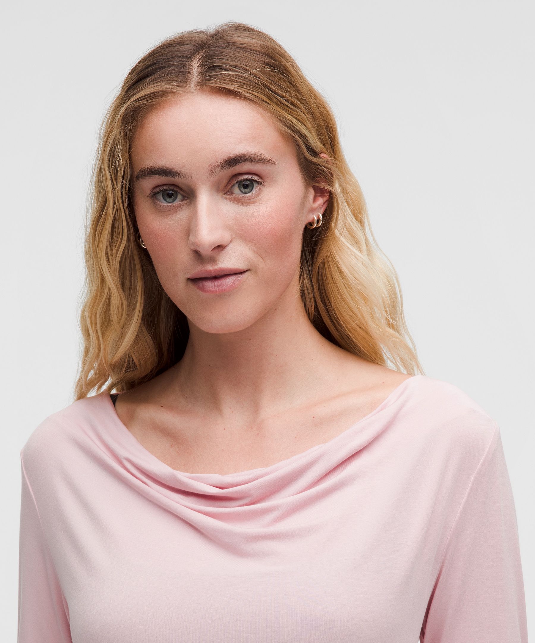 Modal-Silk Cowl-Neck Long-Sleeve Shirt