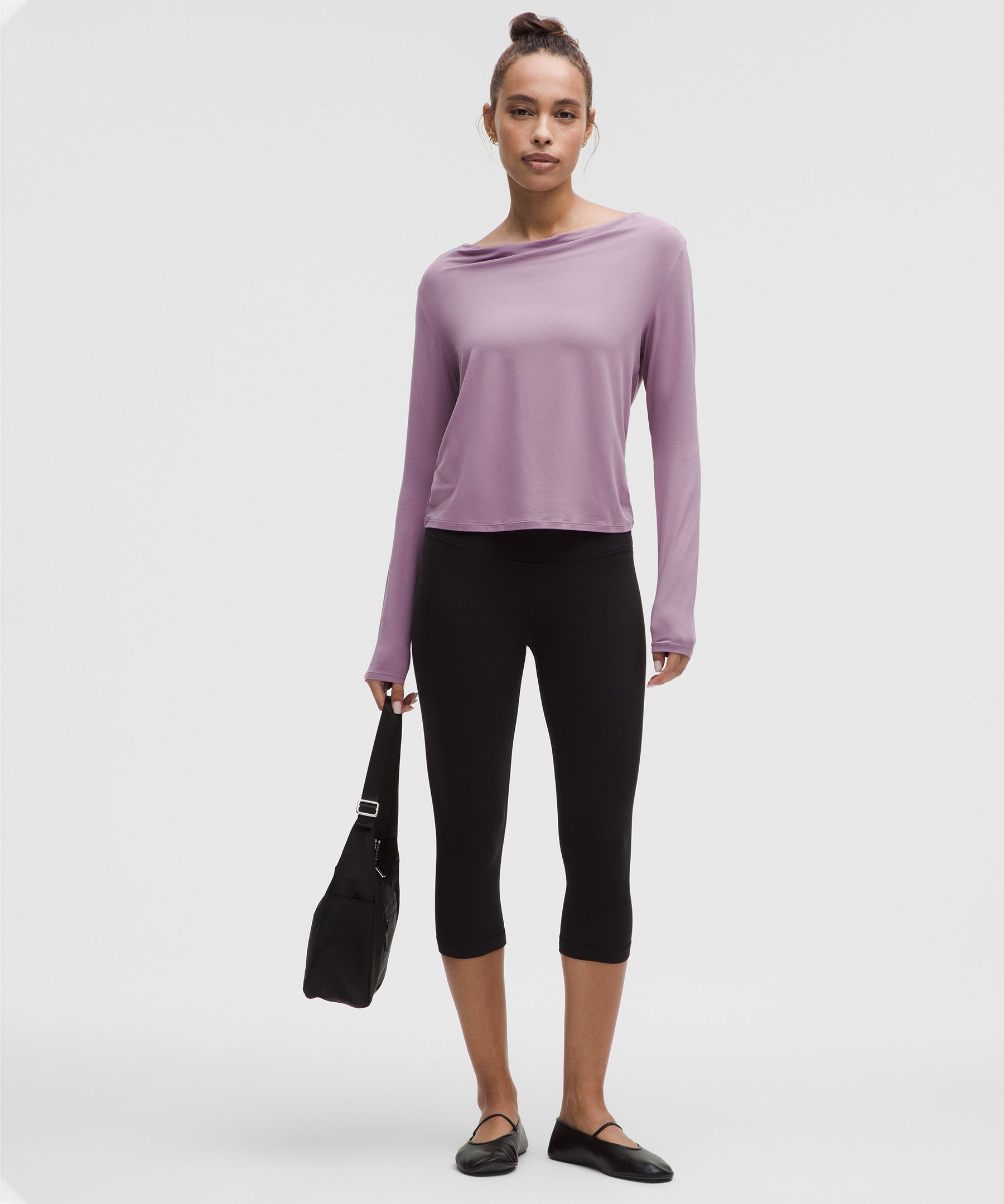 Modal-Silk Cowl-Neck Long-Sleeve Shirt | Women's Long Sleeve