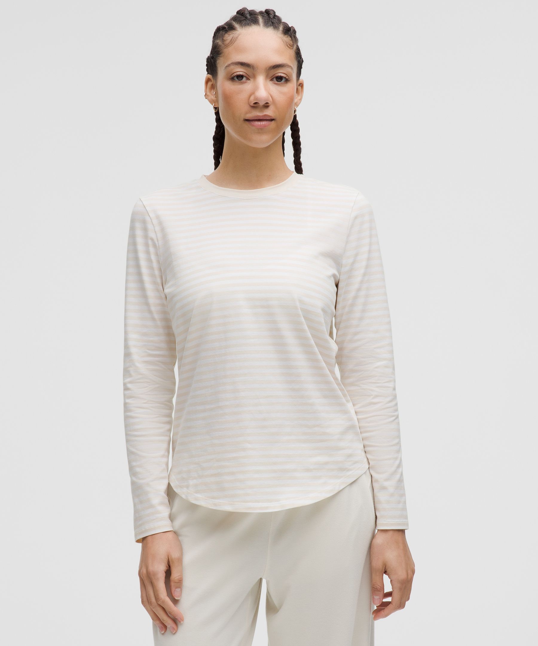 Love Long-Sleeve Shirt - White,Neutral,Striped,Printed