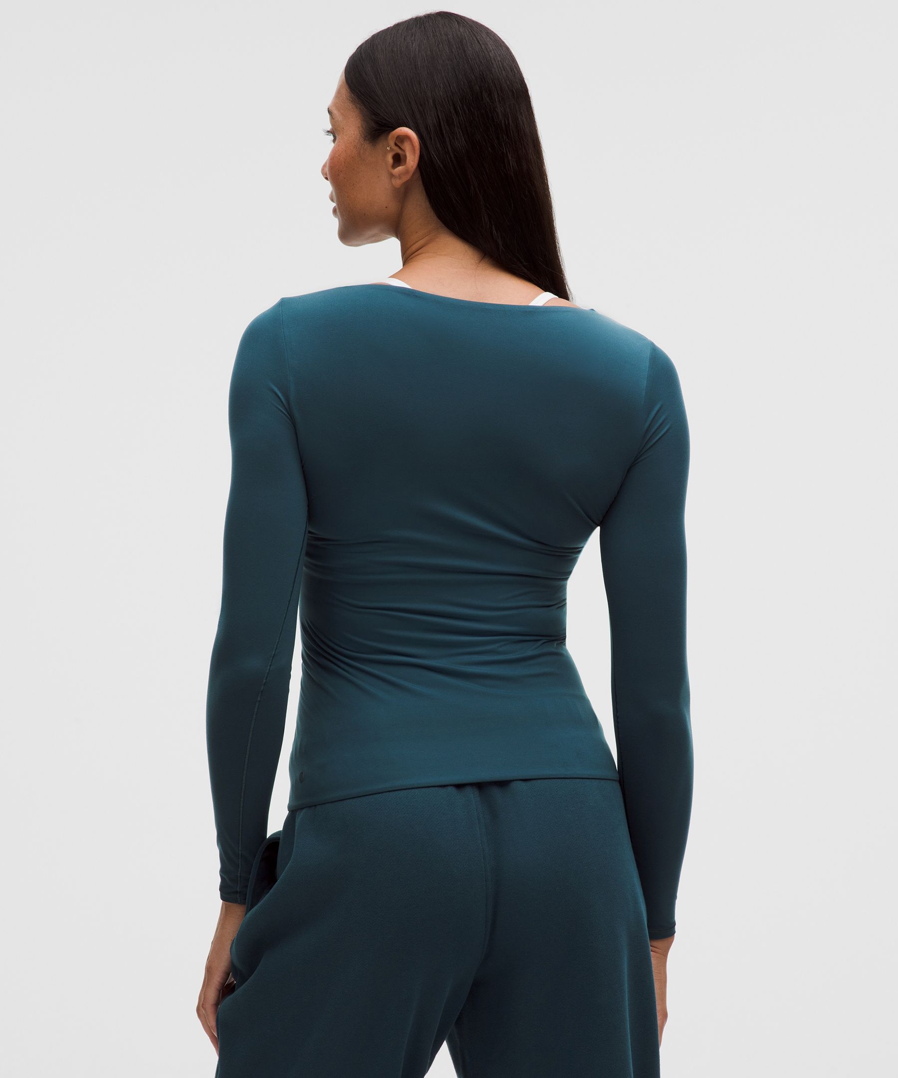 Lululemon Wundermost Ultra-soft Nulu Square-neck Long-sleeve Shirt In Blue