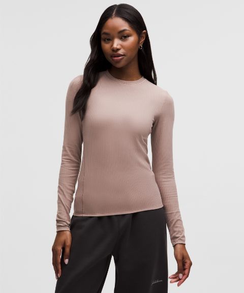 Lululemon Wundermost Ultra-Soft Ribbed Nulu Crewneck Long-Sleeve Shirt