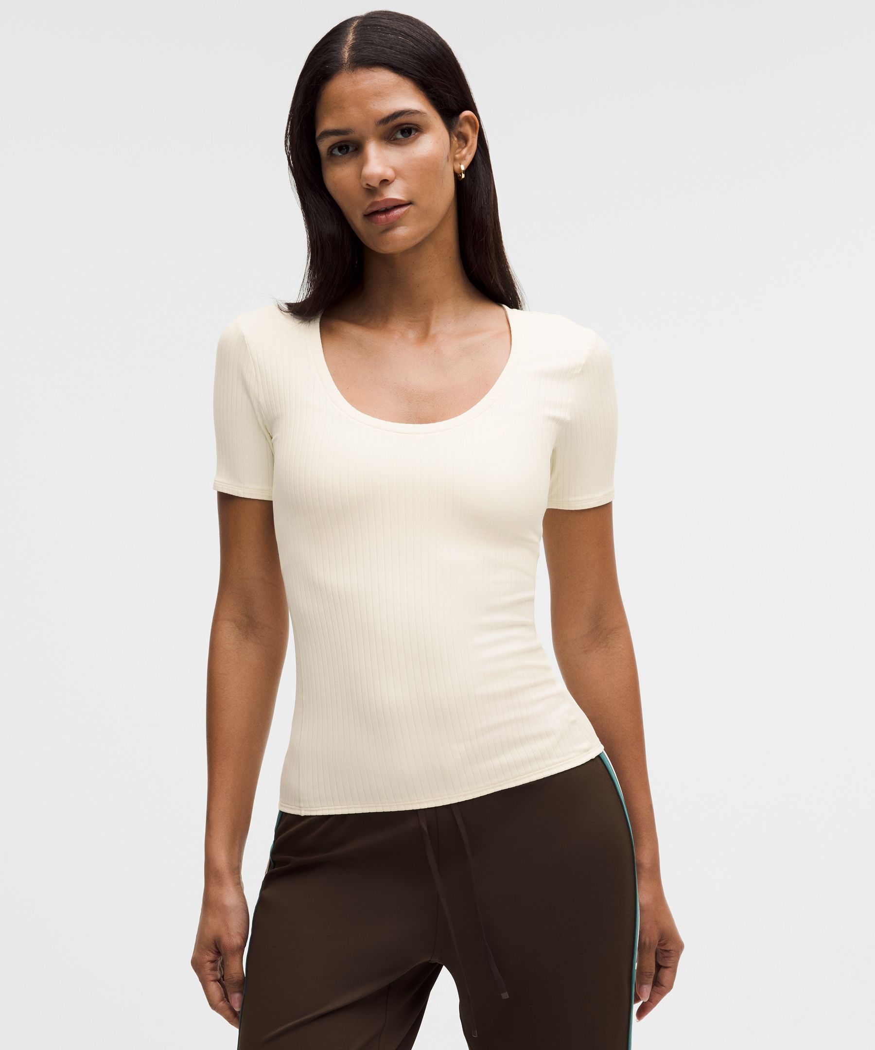 Wundermost Ultra-Soft Ribbed Nulu Scoop-Neck Shirt