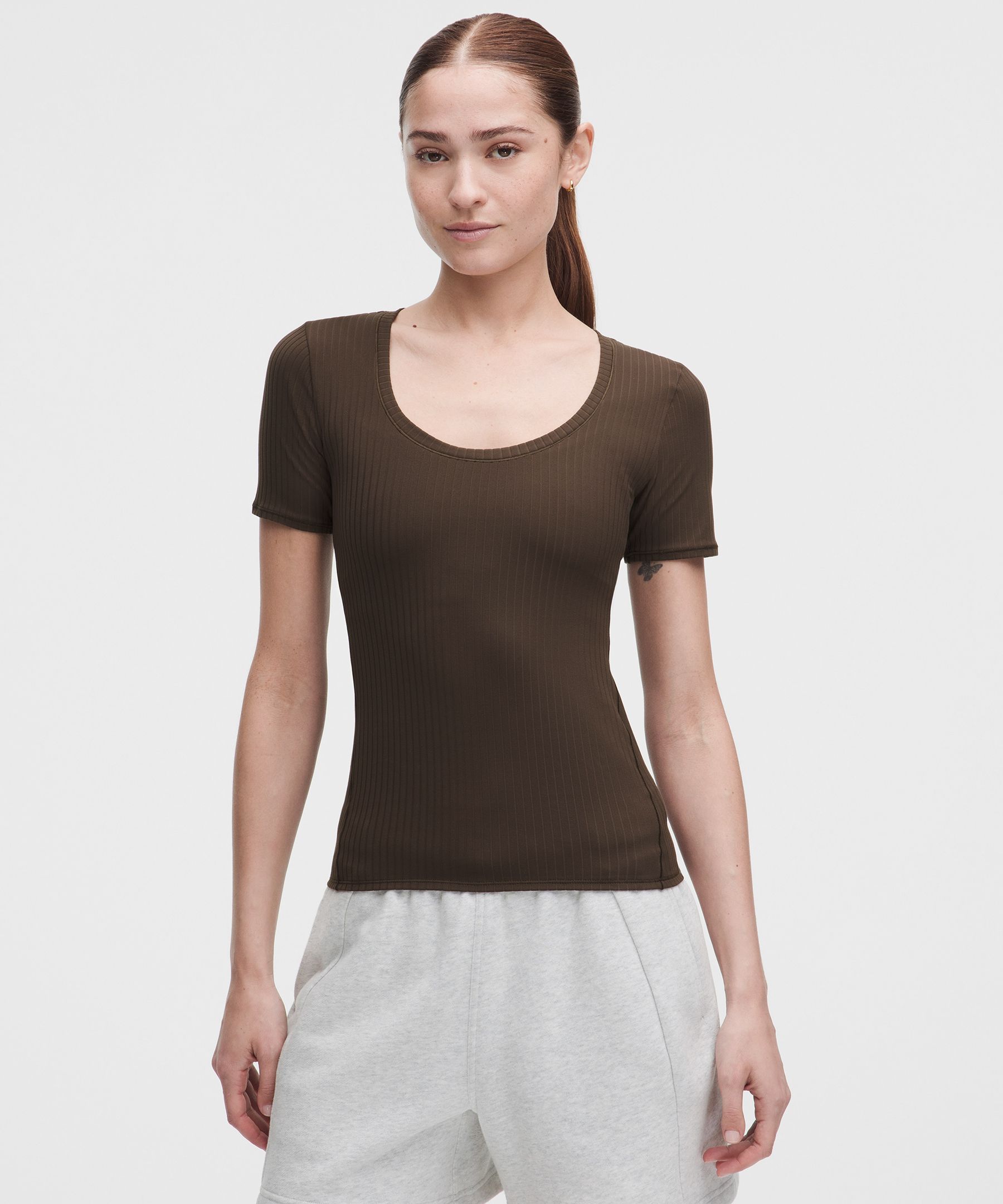 Wundermost Ultra-Soft Ribbed Nulu Scoop-Neck Shirt