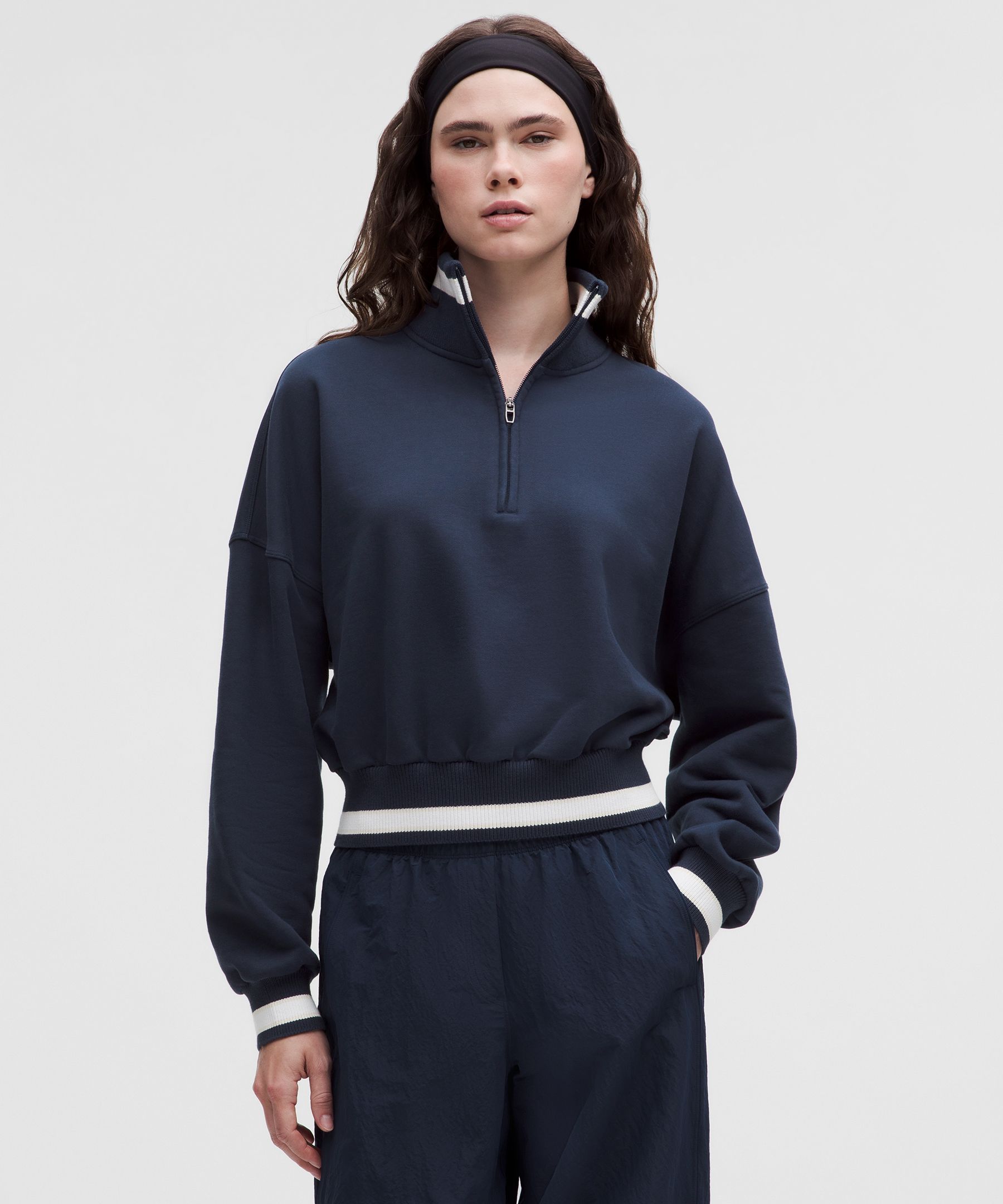 Perfectly Oversized Ringer Funnel-Neck Half Zip | Women's Hoodies & Sweatshirts