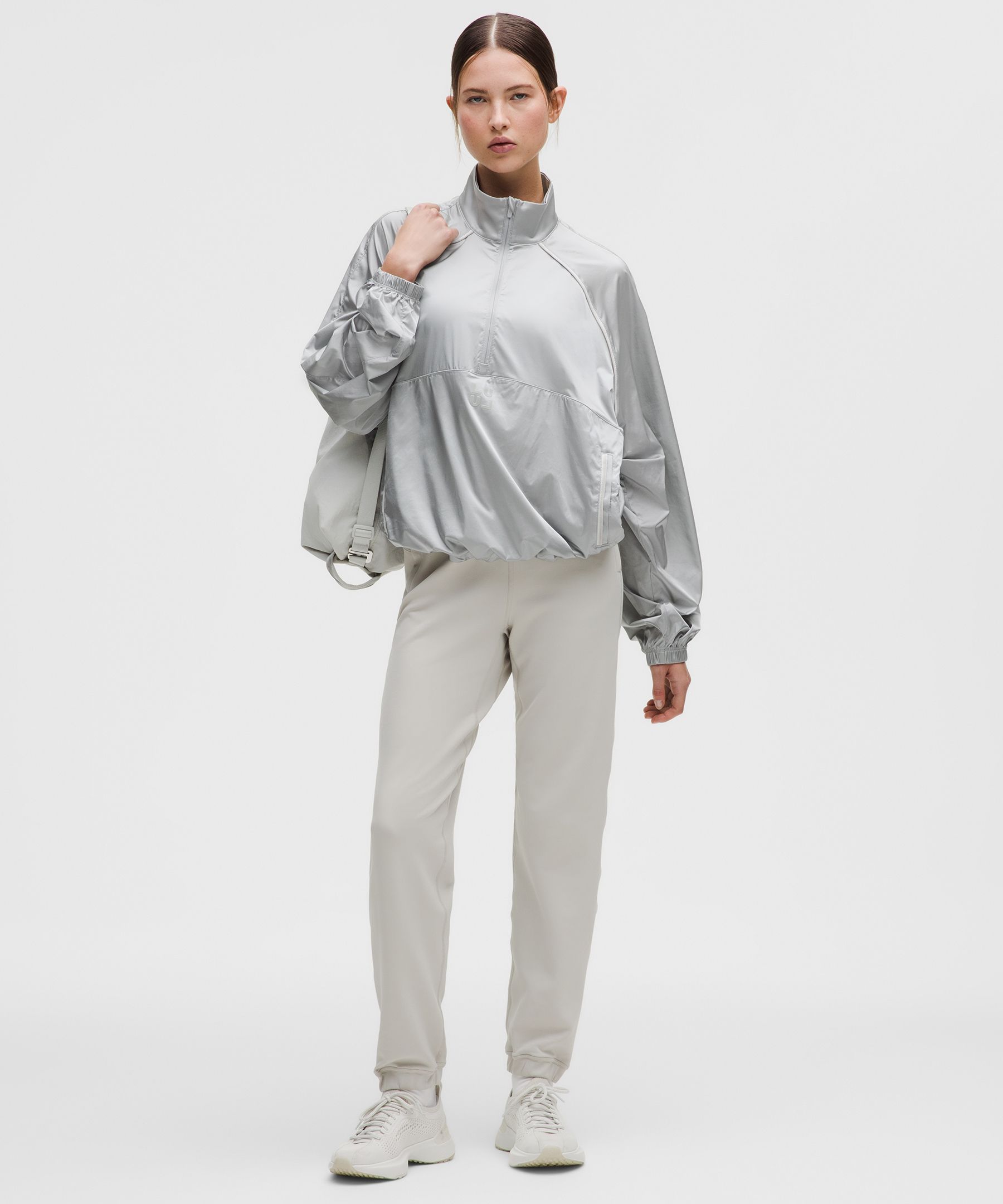 Lululemon Stretch-satin Flocked Training Jacket In Silver