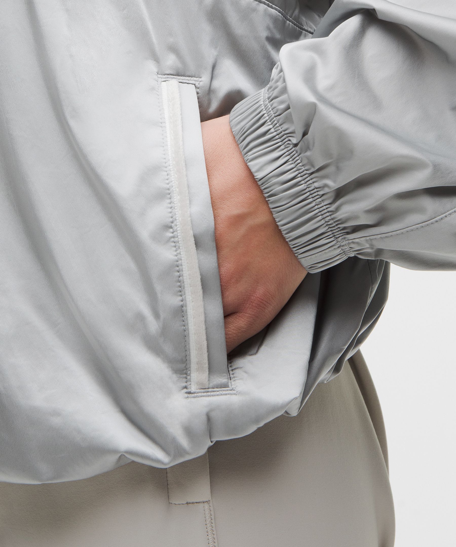 Lululemon Stretch-satin Flocked Training Jacket In Silver