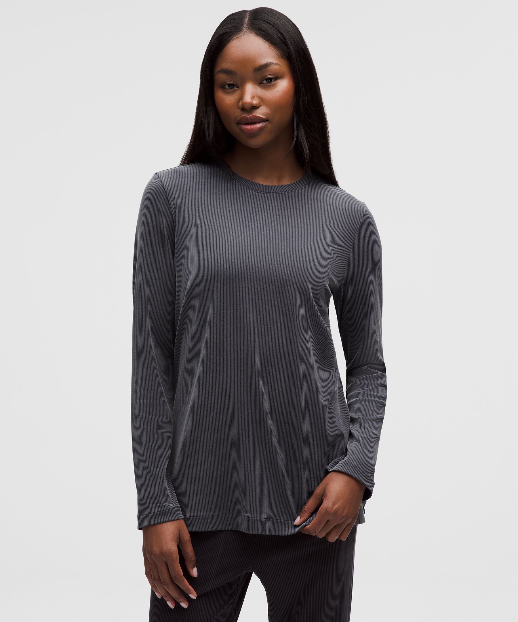 Lululemon Ribbed Drapey Softsteme Long-sleeve Tunic In Gray