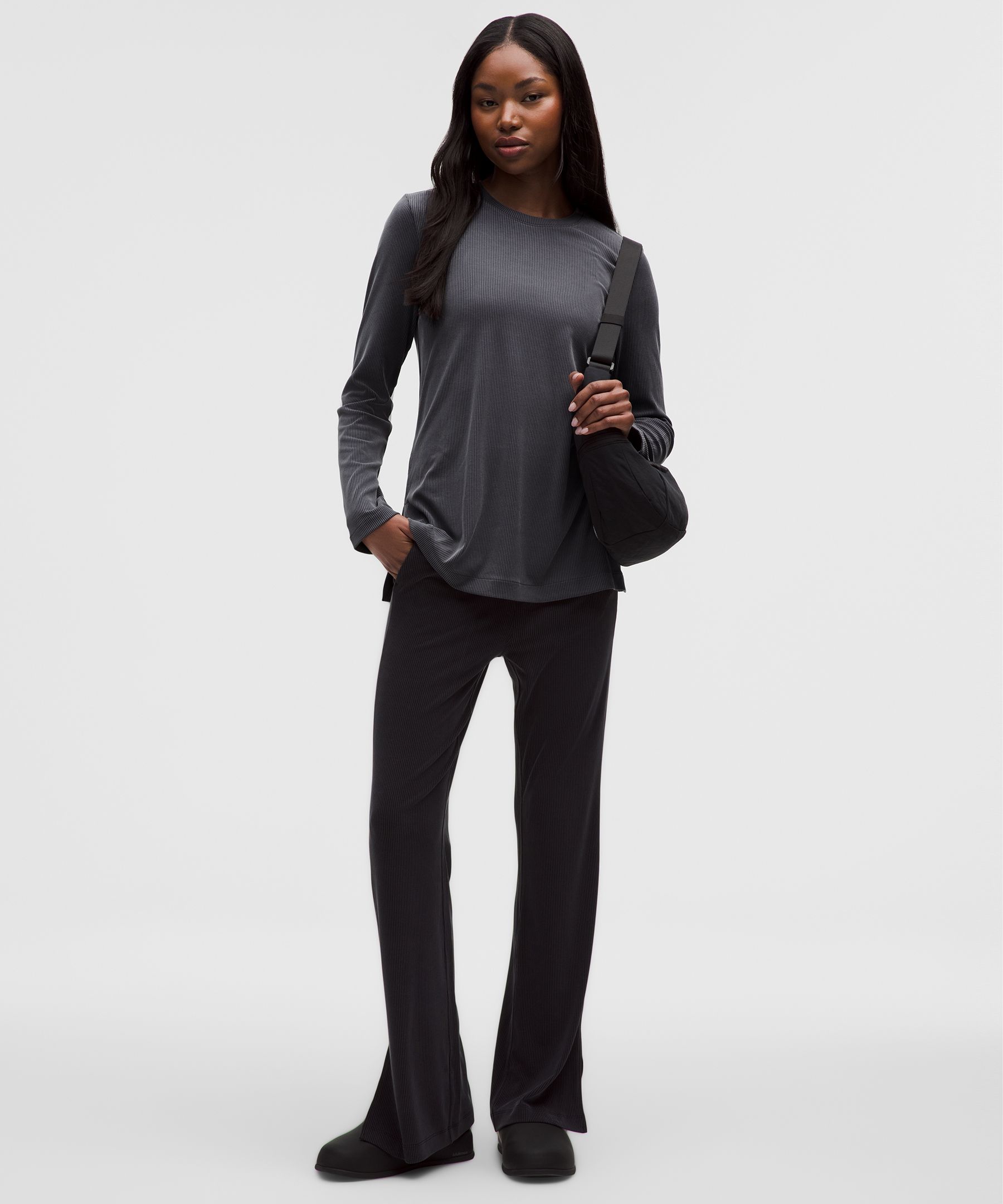 Lululemon Ribbed Drapey Softsteme Long-sleeve Tunic In Gray
