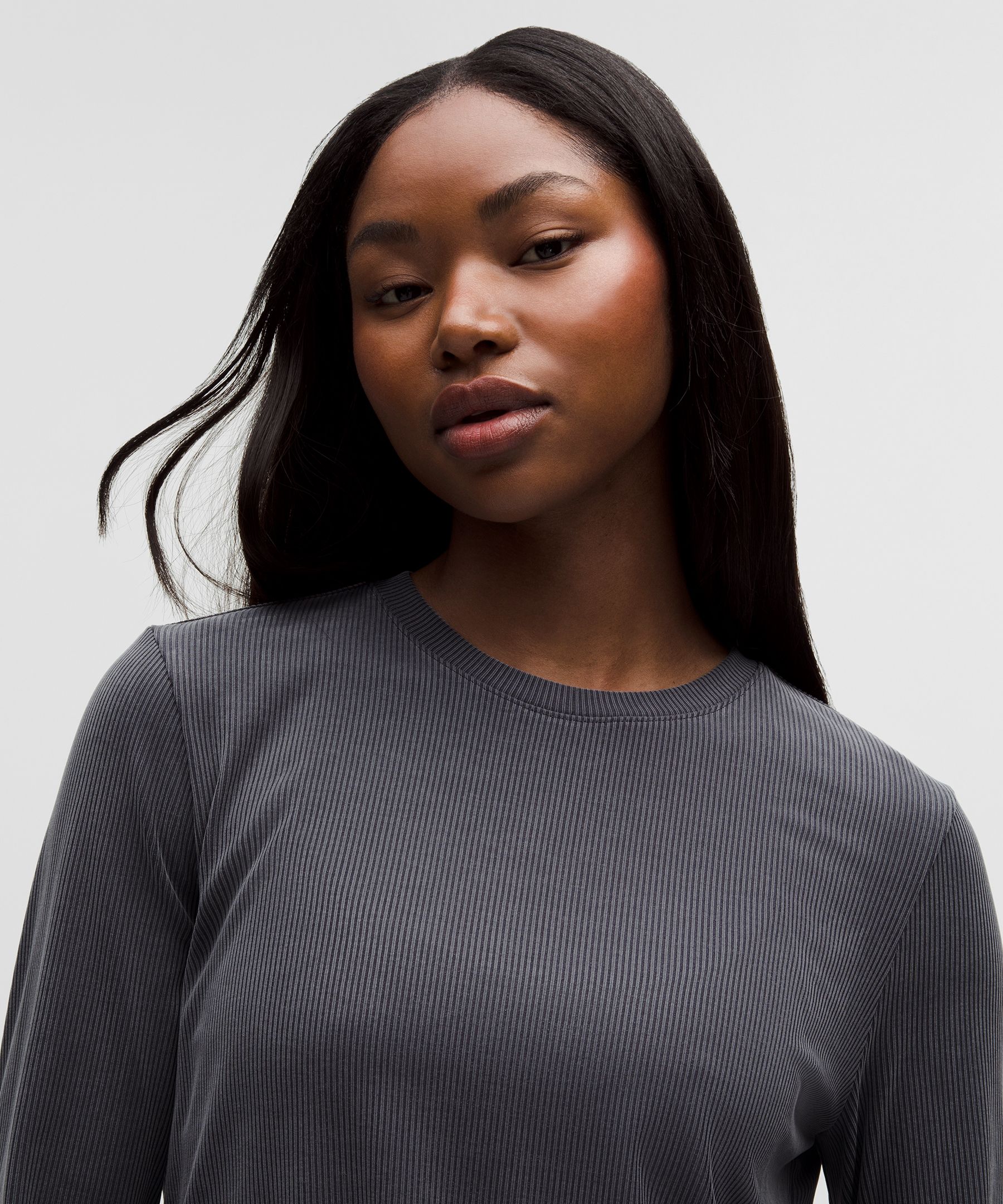 Lululemon Ribbed Drapey Softsteme Long-sleeve Tunic In Gray