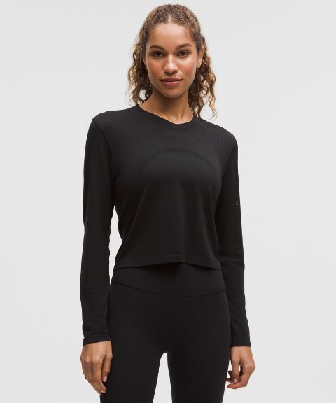 Женская рубашка Lululemon Swiftly с V-вырезом и длинным рукавом