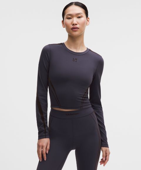 Lululemon Wunder Train Cropped Long-Sleeve Shirt *Flocked