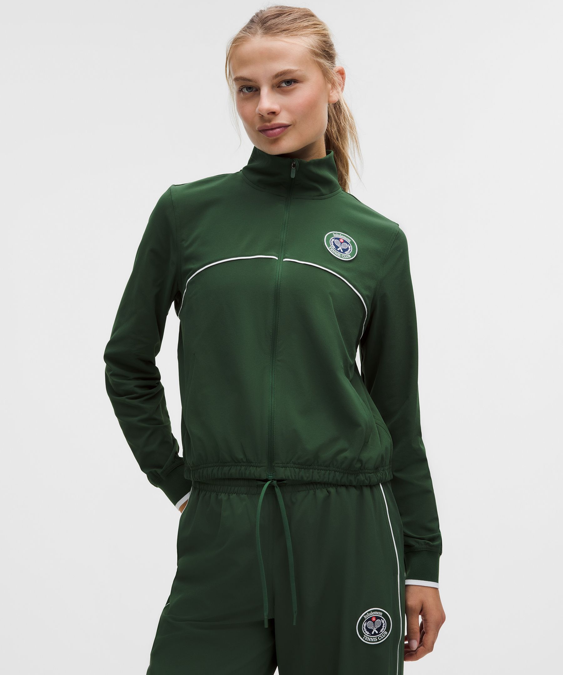lululemon – Women’s Court Rival Track Jacket Tennis Club – Color White/Green – Size 16
