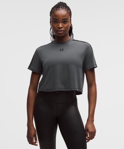 Lululemon Jersey Training Cropped Short-Sleeve Shirt *Flocked