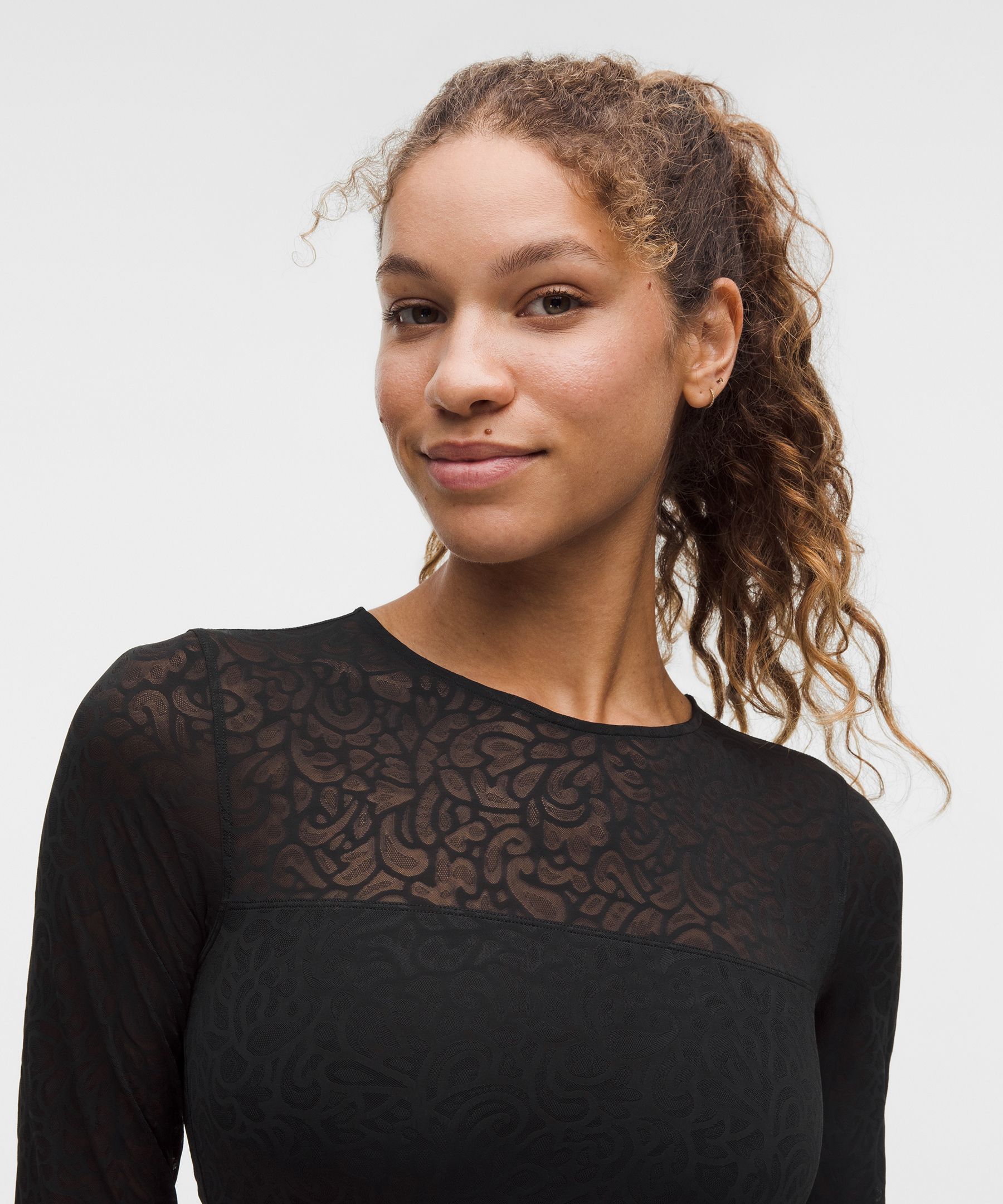 Paisley Lace Jacquard Long-Sleeve Bandeau