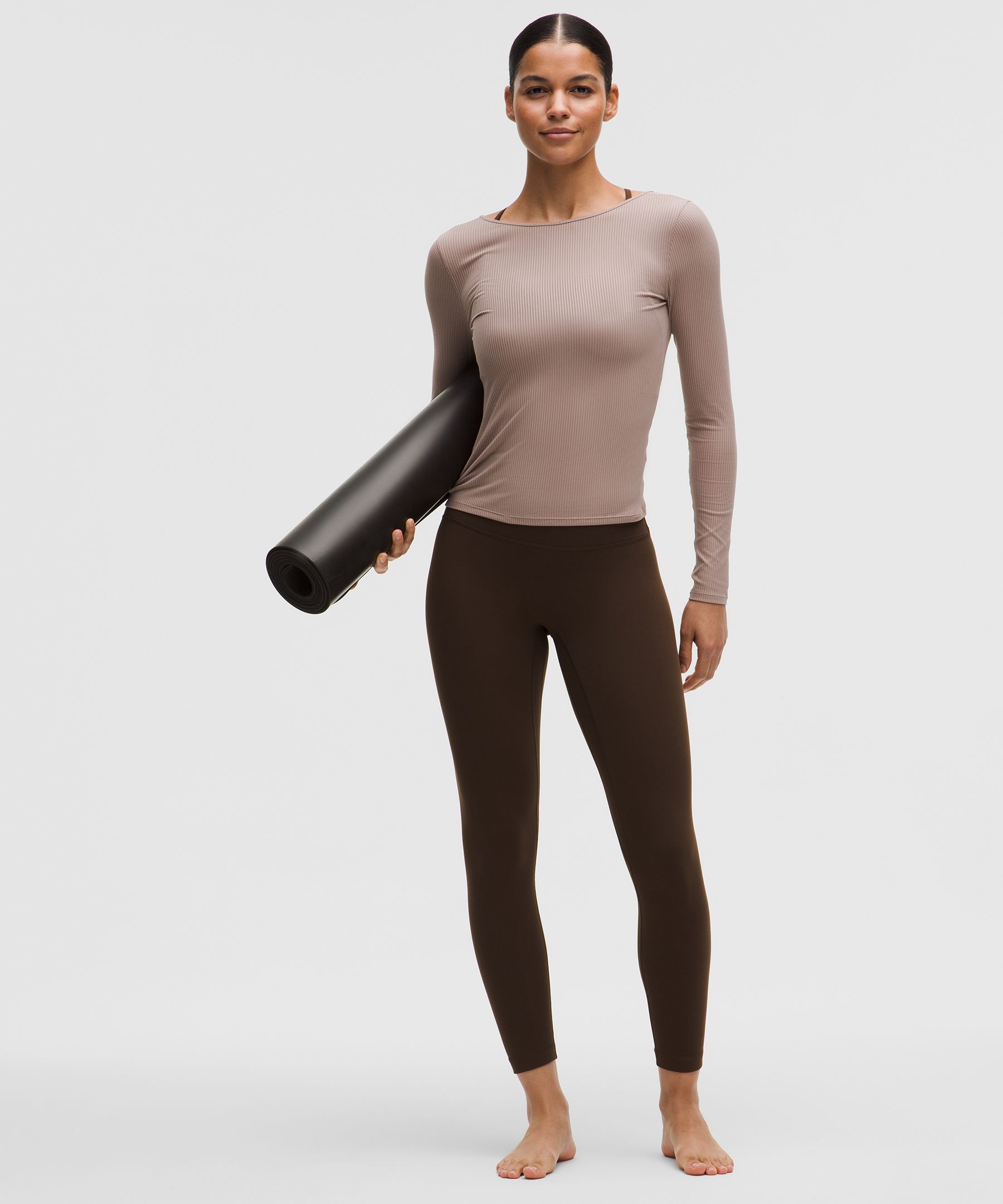 Ribbed Scoop-Back Yoga Long-Sleeve Shirt