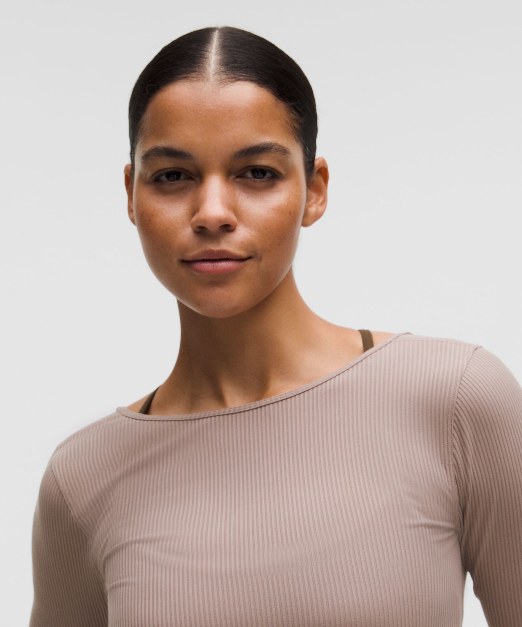 Ribbed Scoop-Back Yoga Long-Sleeve Shirt