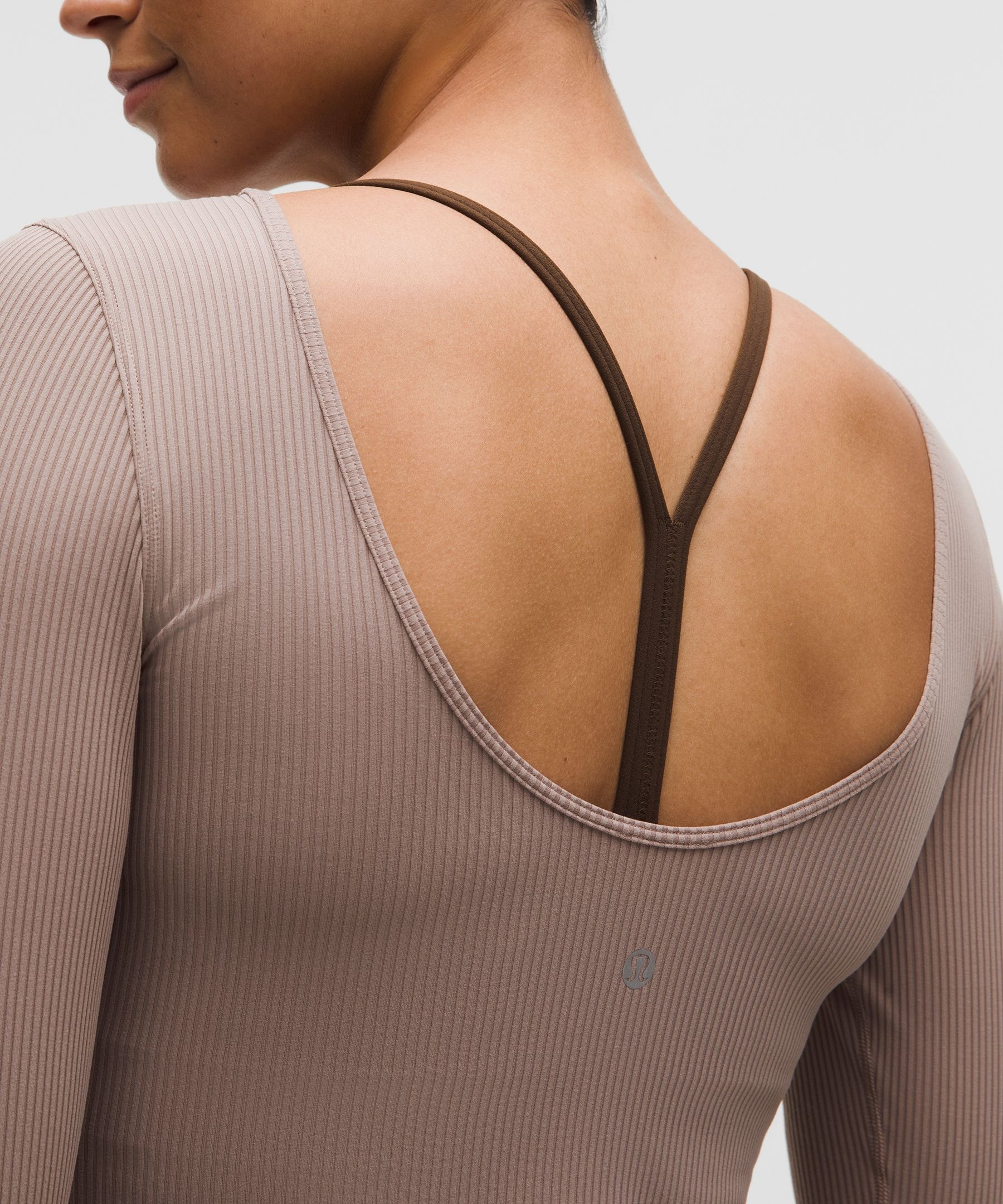 Ribbed Scoop-Back Yoga Long-Sleeve Shirt