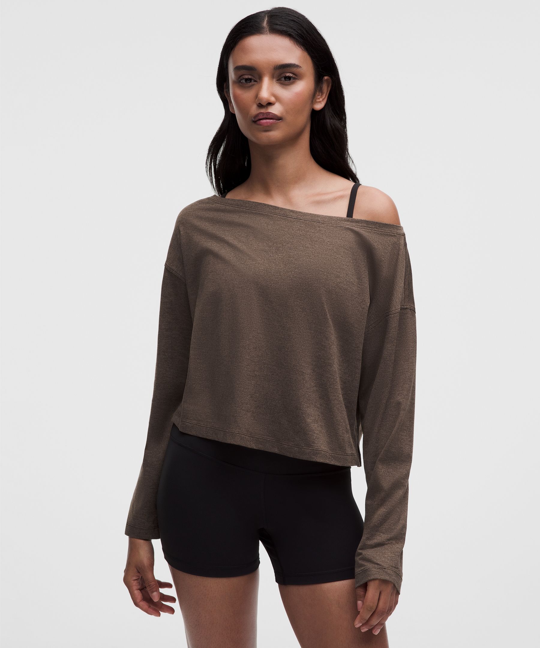 Softy Suedey Relaxed Boatneck Long-Sleeve Shirt
