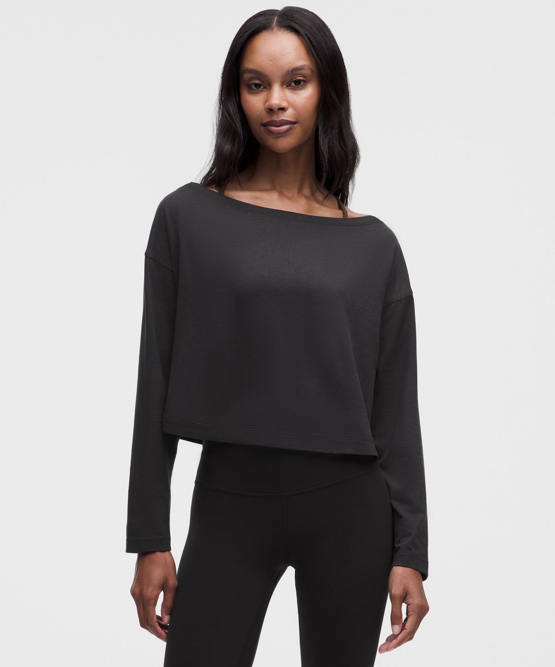 Softy Suedey Relaxed Boatneck Long-Sleeve Shirt