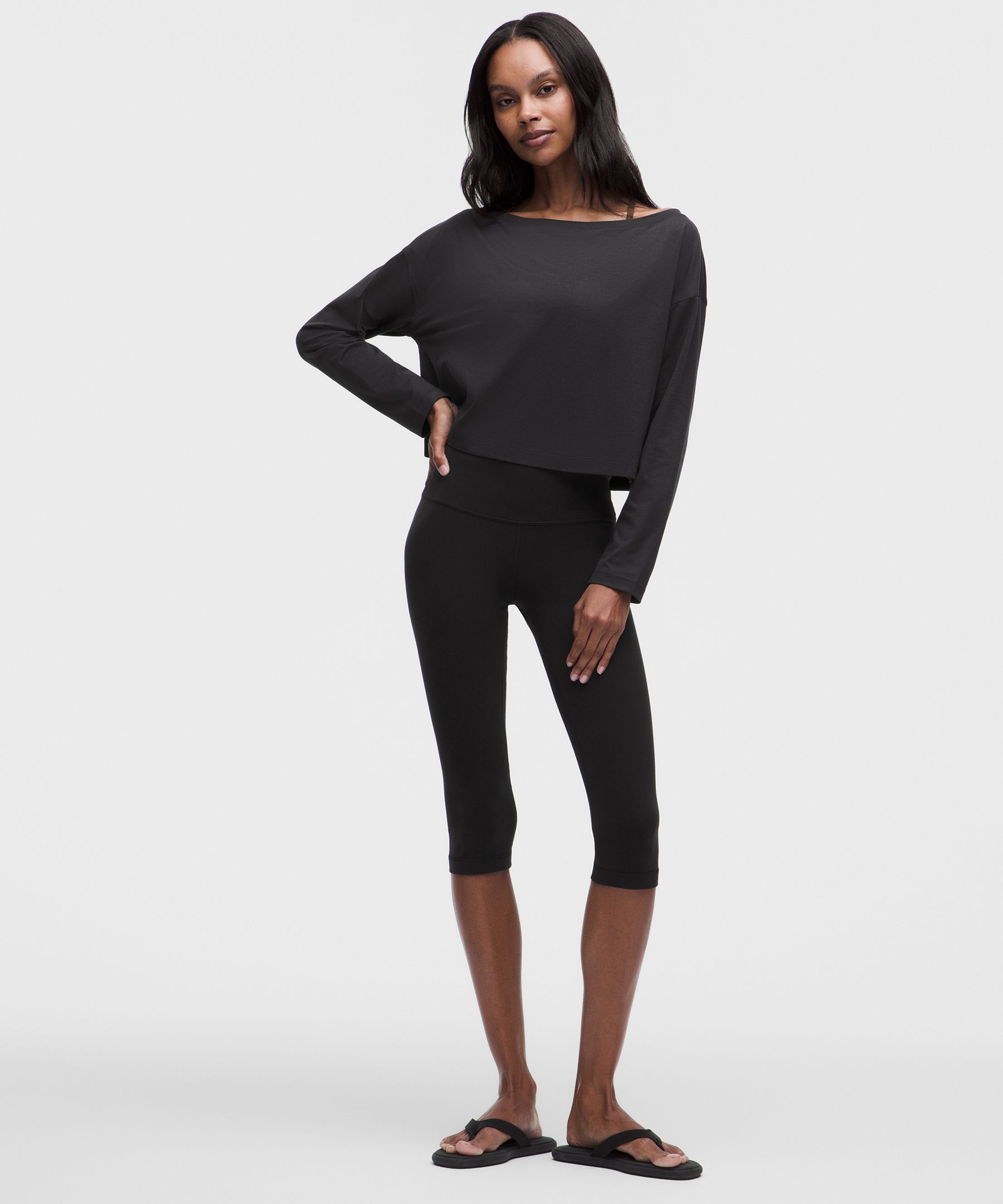 Softy Suedey Relaxed Boatneck Long-Sleeve Shirt