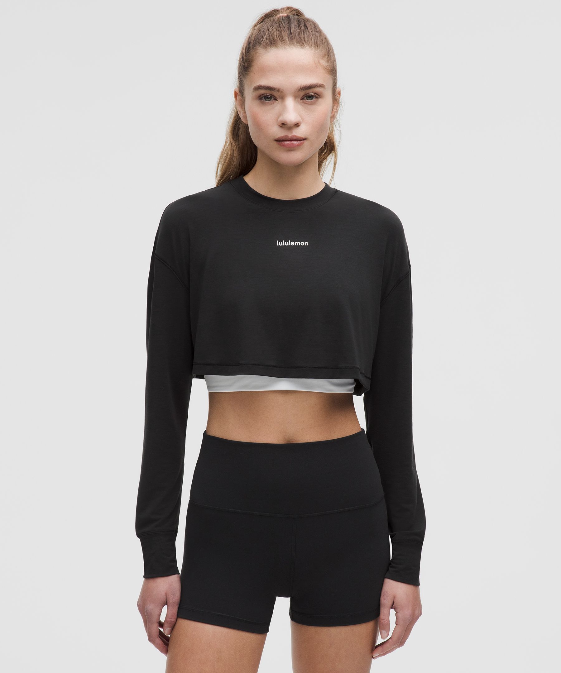 Jersey Training Super-Cropped Long-Sleeve Shirt - Black,Neutral