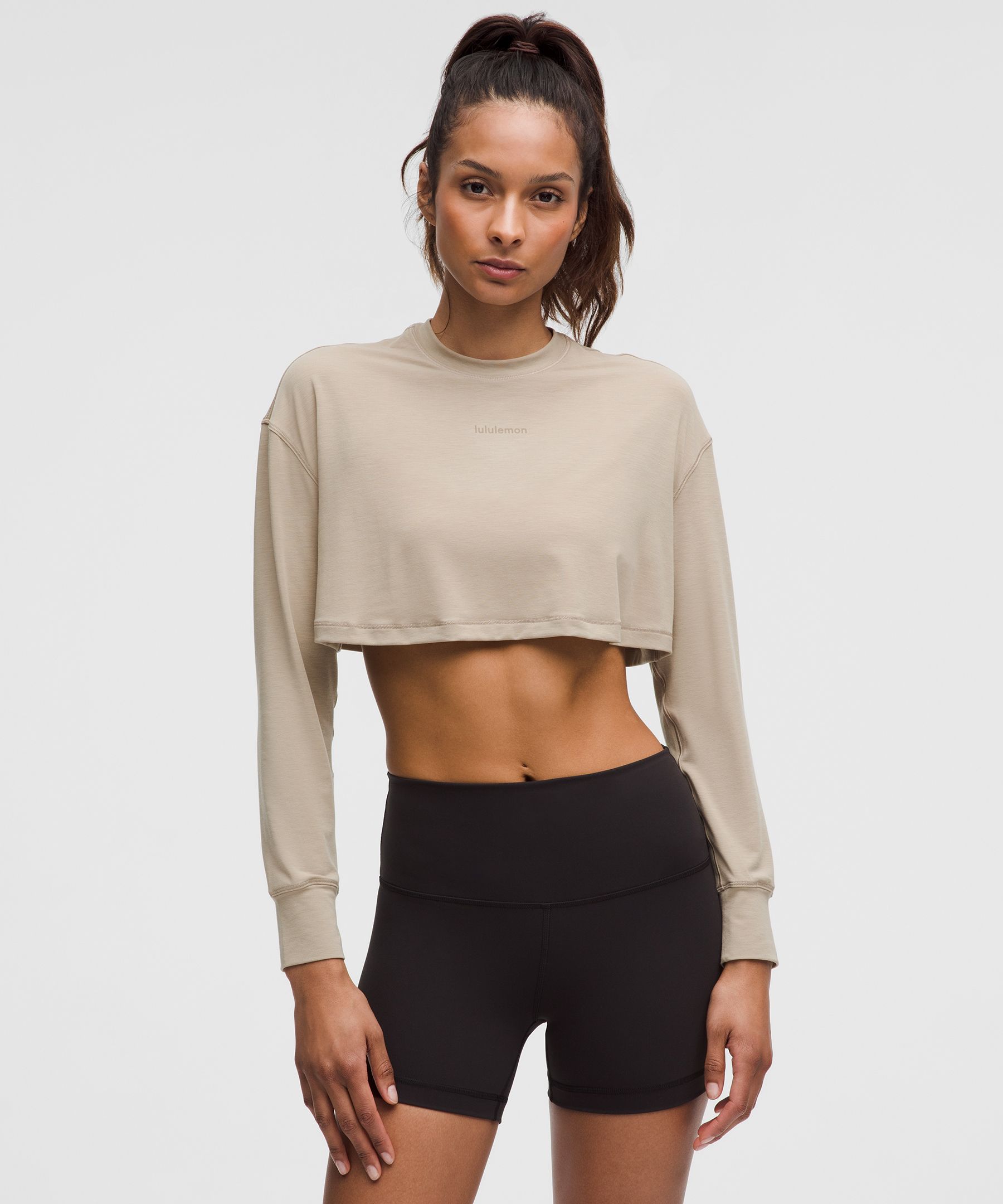 Jersey Training Super-Cropped Long-Sleeve Shirt - Brown