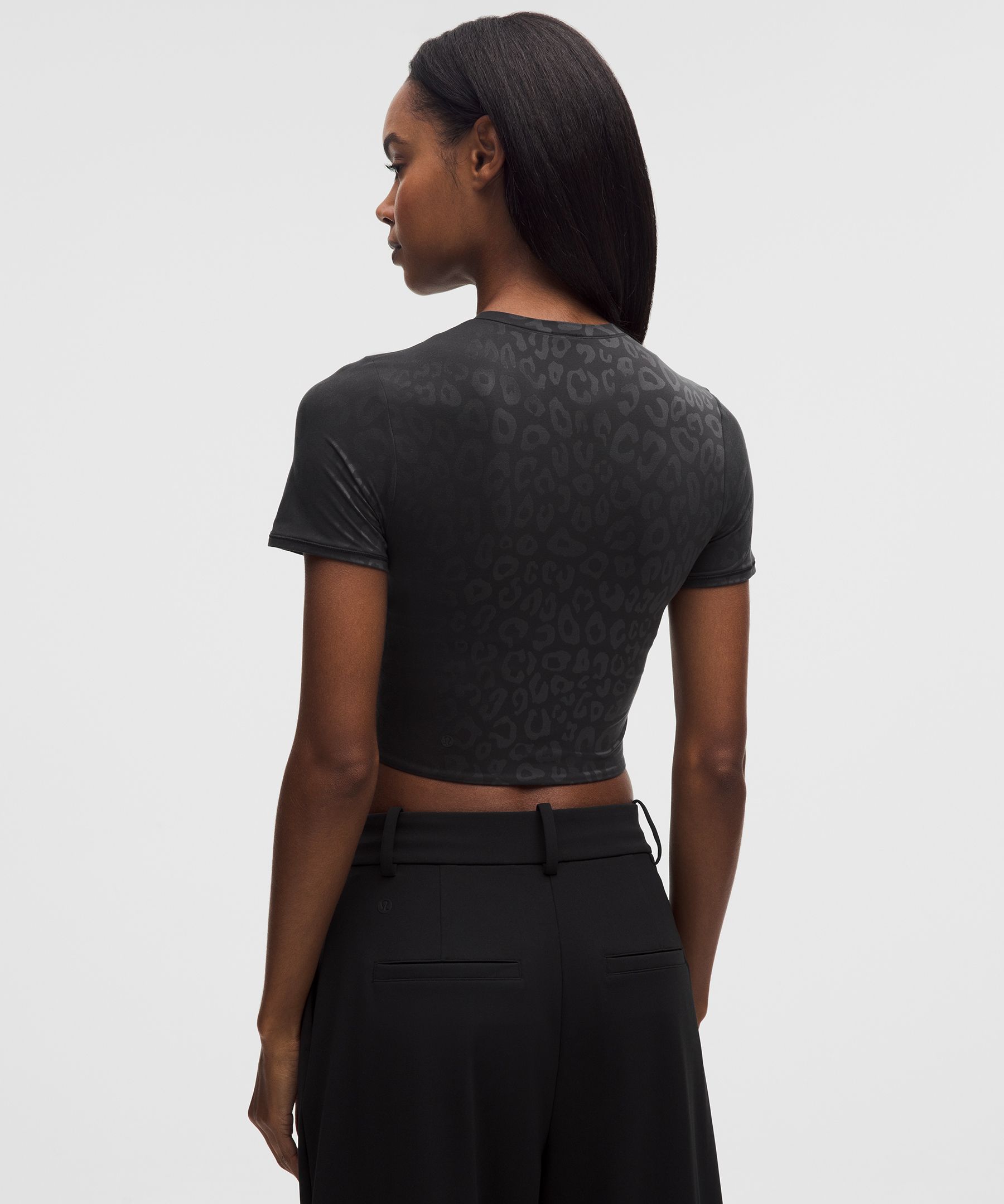 Lululemon Wundermost Ultra-soft Nulu Crewneck Cropped T-shirt In Black