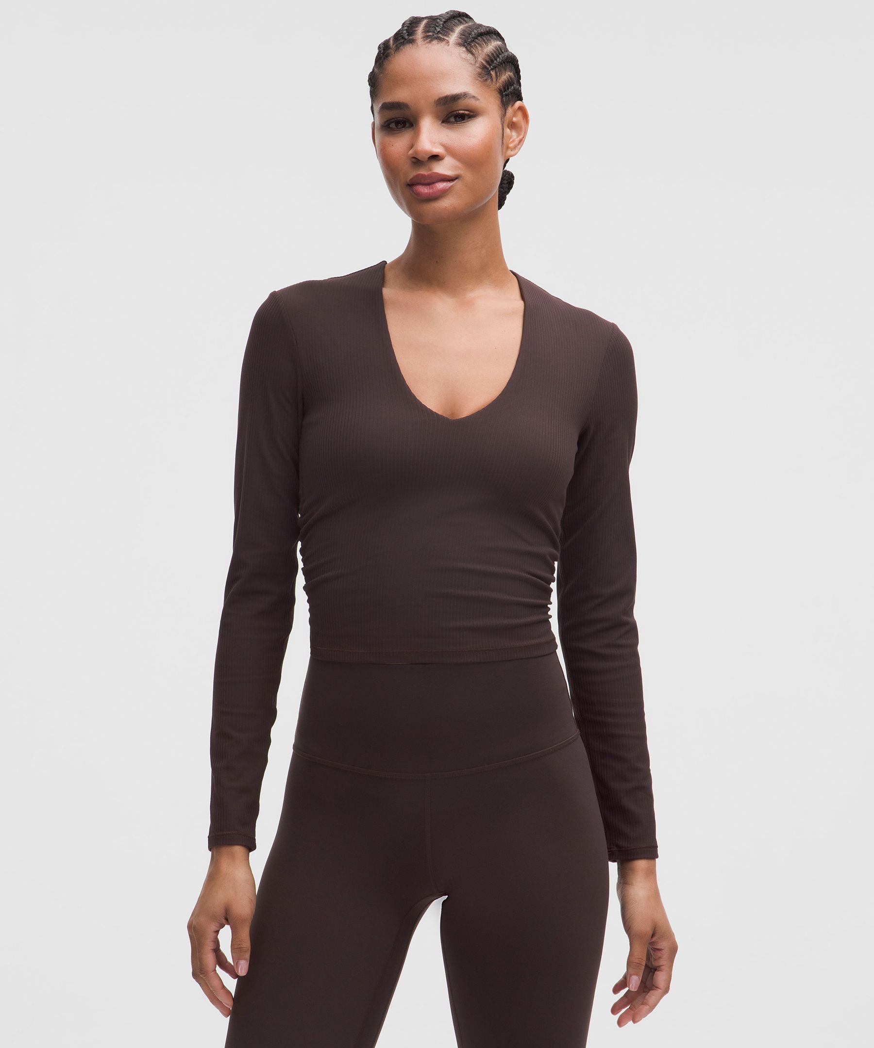 All It Takes Ribbed Nulu V-Neck Long-Sleeve Shirt 