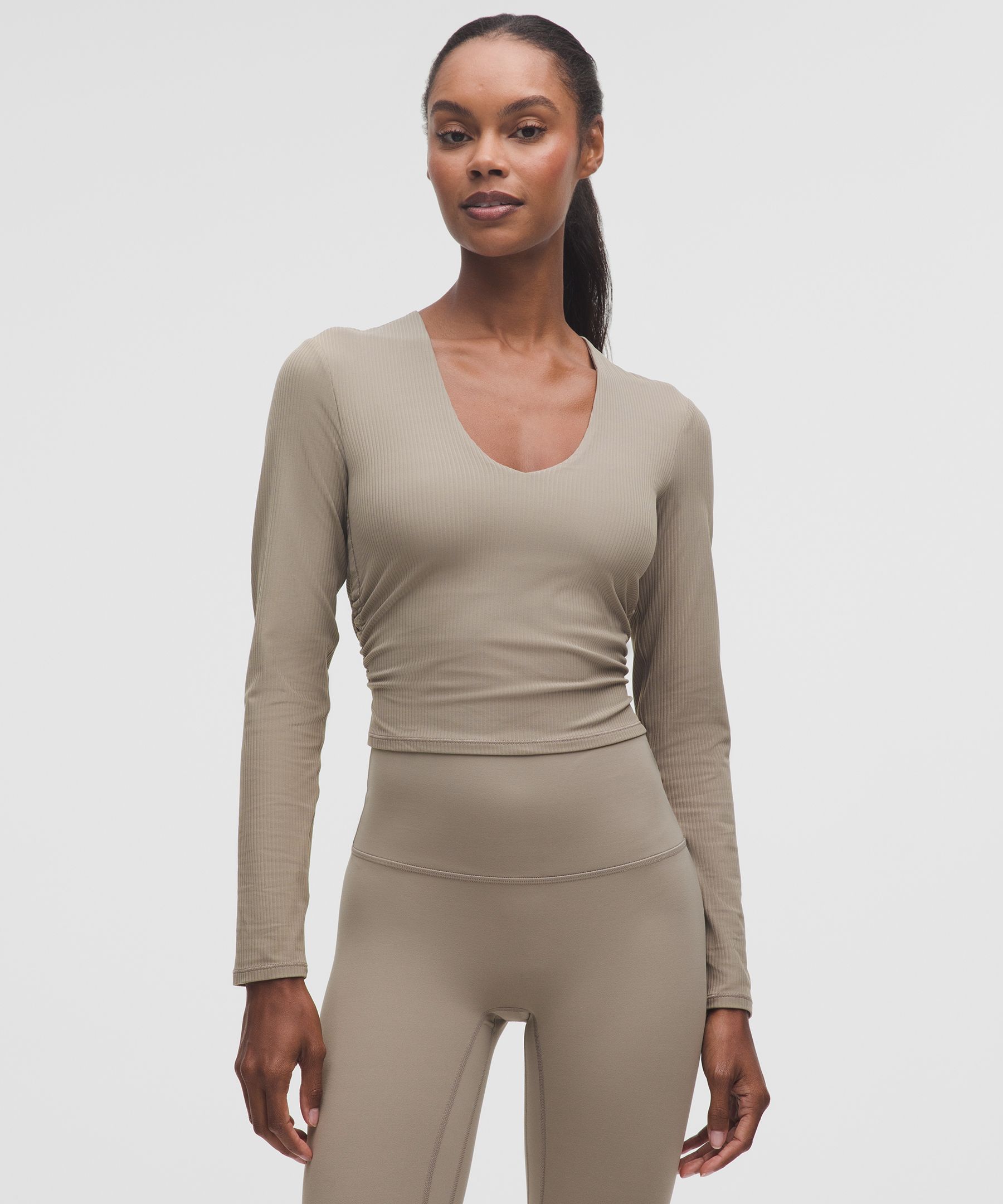 All It Takes Ribbed Nulu V-Neck Long-Sleeve Shirt 