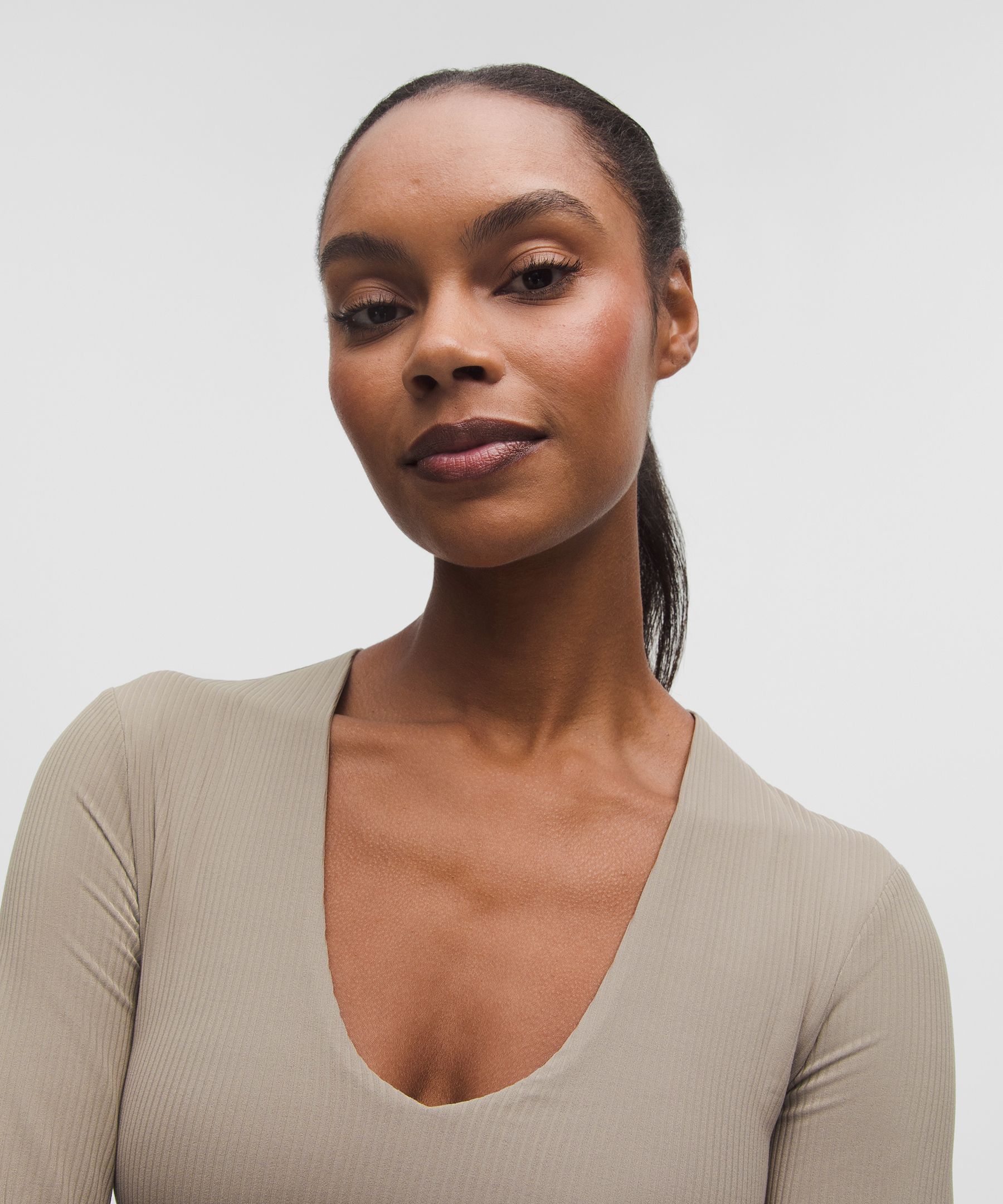 All It Takes Ribbed Nulu V-Neck Long-Sleeve Shirt *B-D Cups | Women's Long Sleeve Shirts