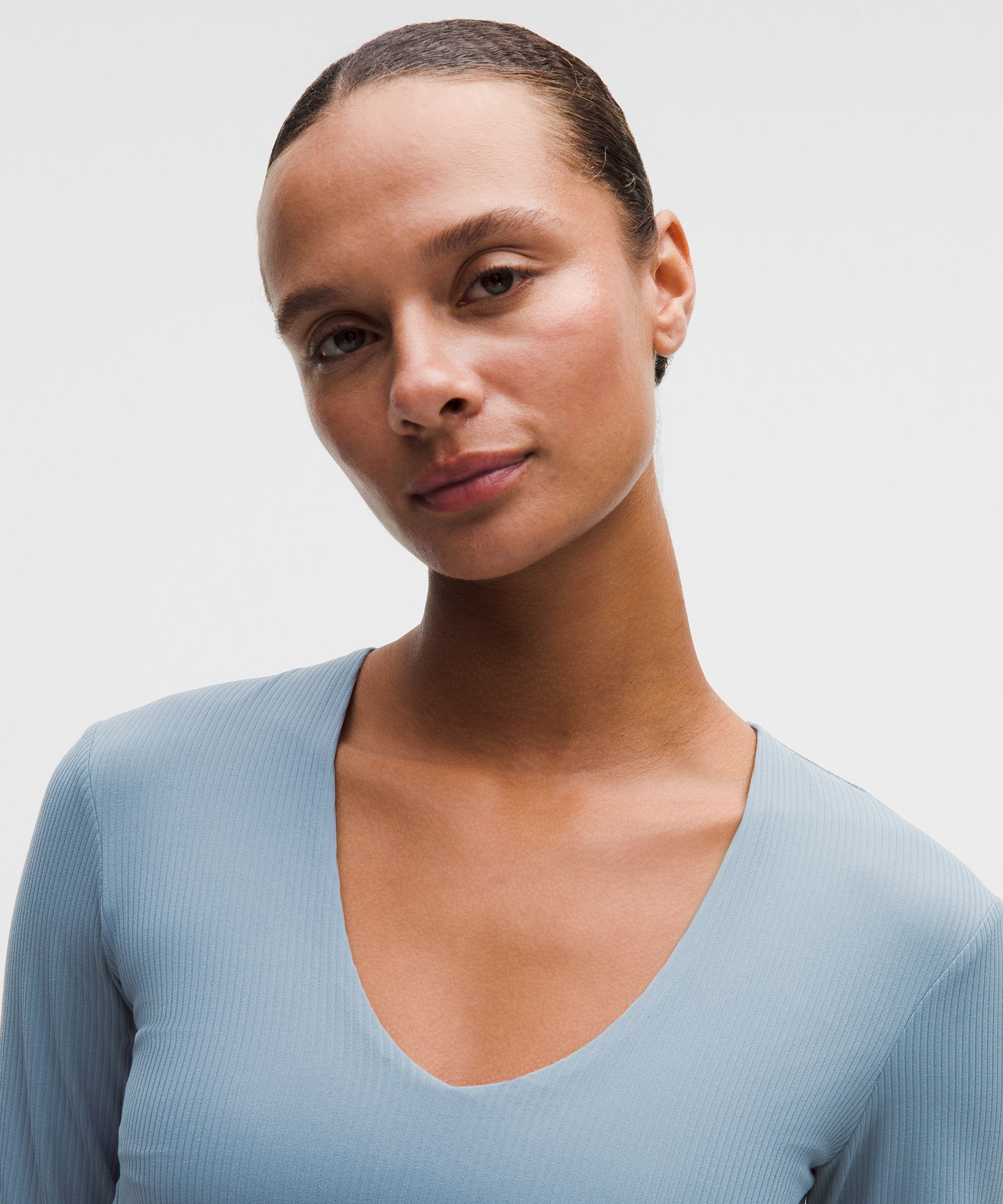 All It Takes Ribbed Nulu V-Neck Long-Sleeve Shirt *B-D Cups