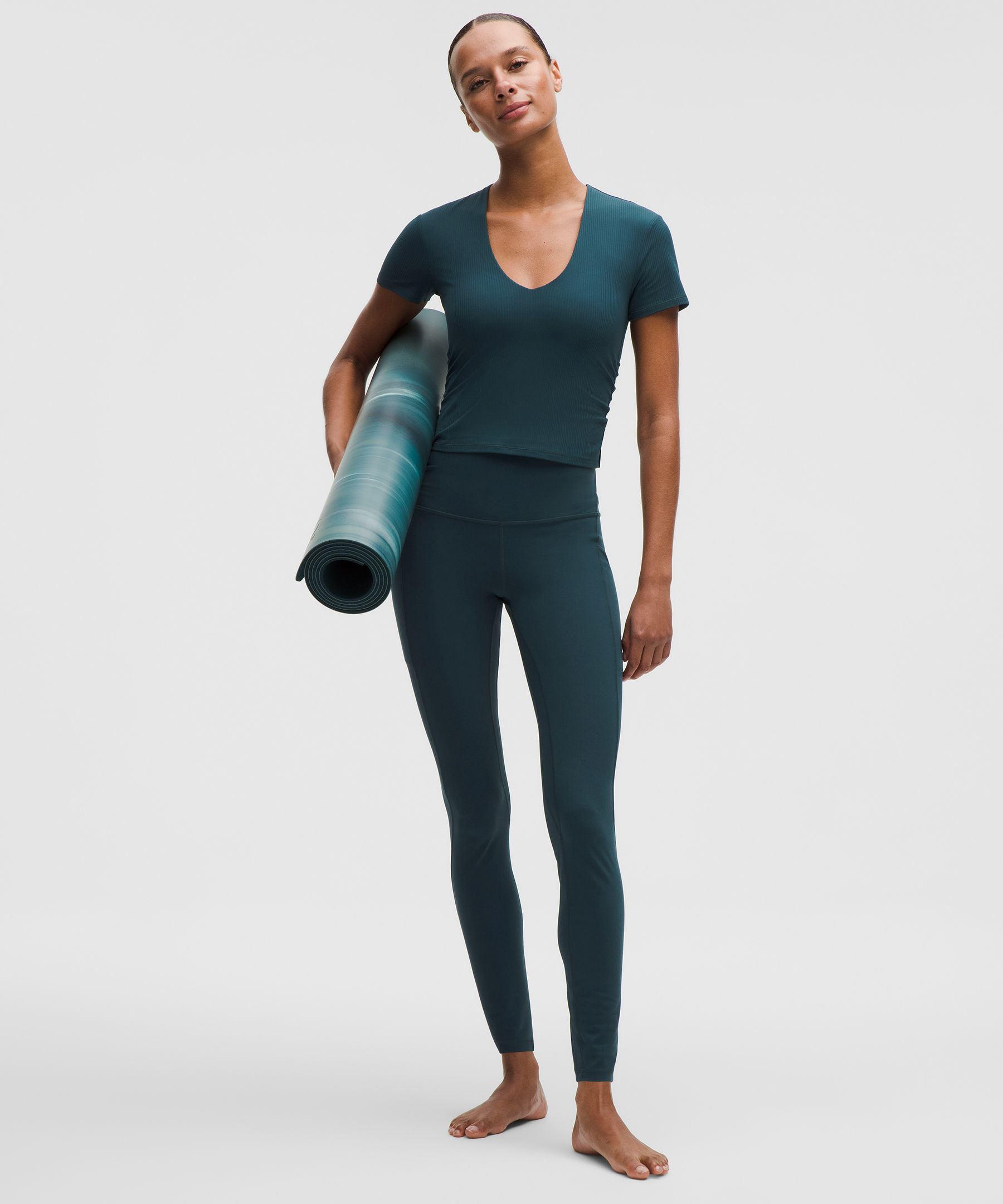 Lululemon All It Takes Ribbed Nulu V-neck T-shirt In Blue