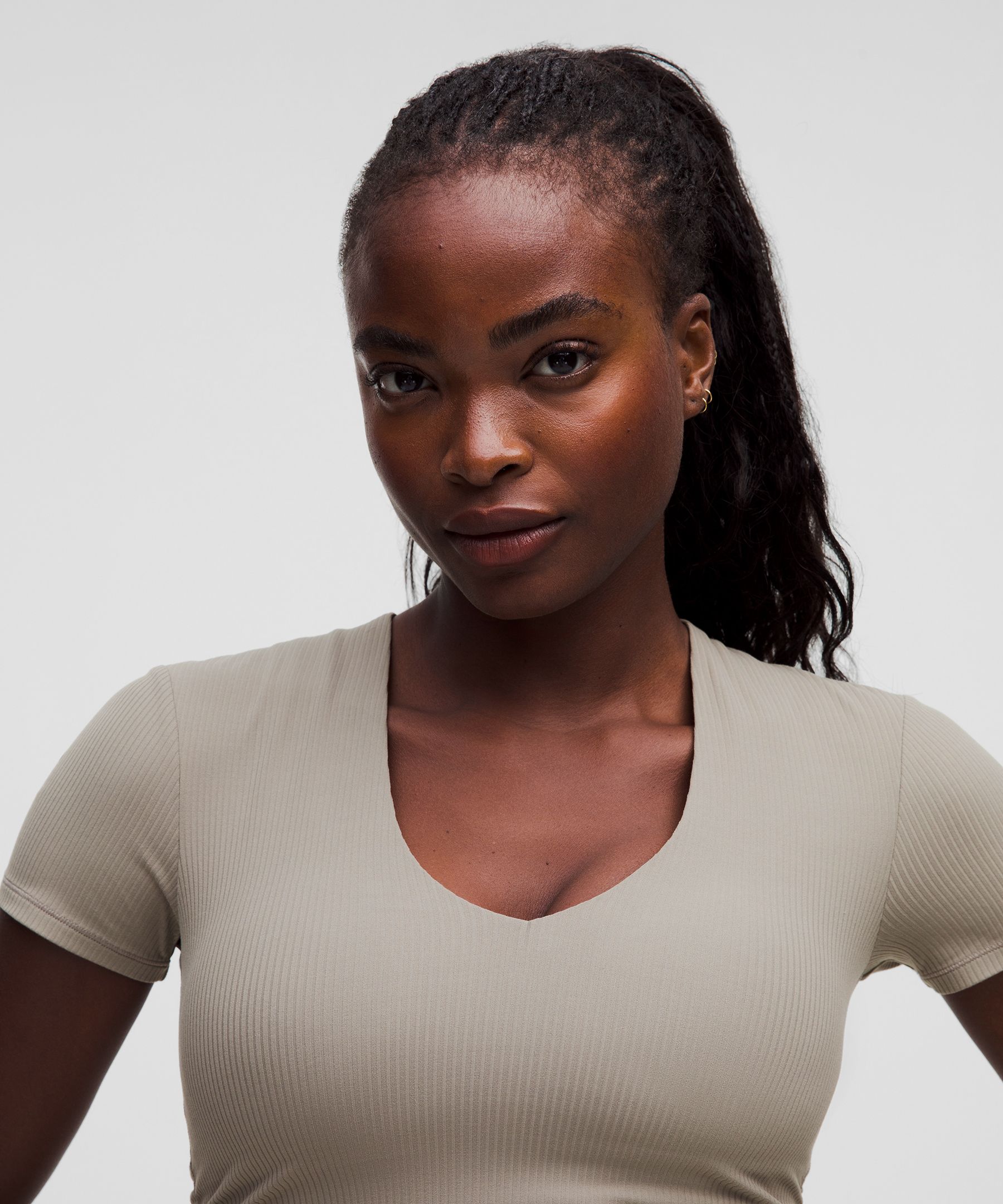 Lululemon All It Takes Ribbed Nulu V-neck T-shirt In Gray