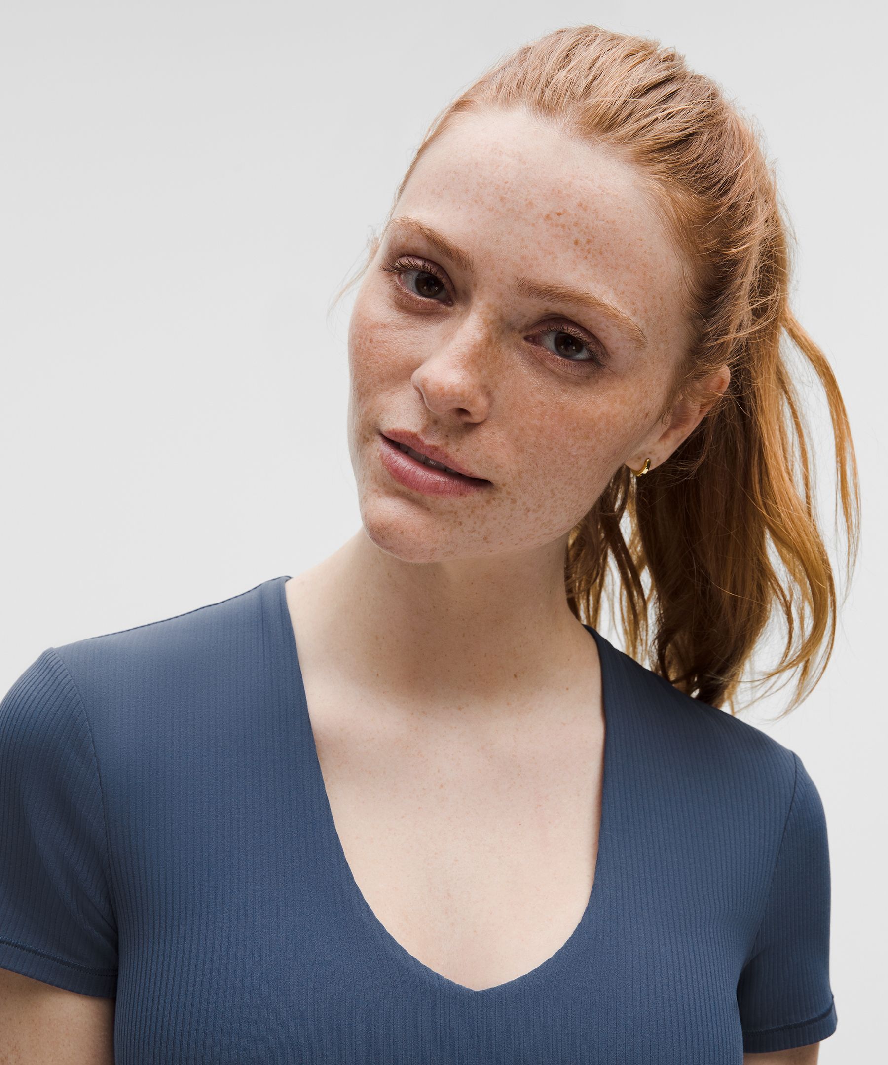 All It Takes Ribbed Nulu V-Neck T-Shirt *B–D Cups | Women's Short Sleeve Shirts & Tee's