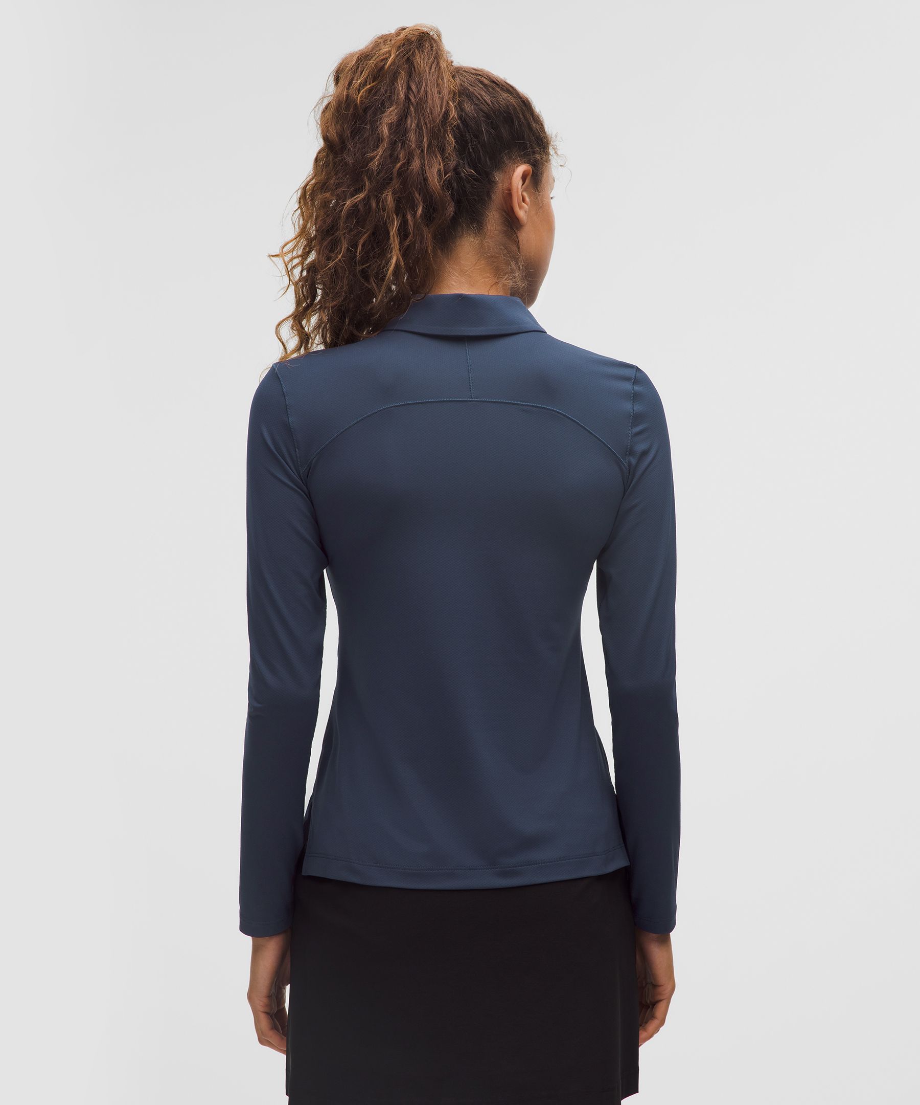 Quick-Dry Long-Sleeve Polo Shirt *Straight Hem - thumbnail 8