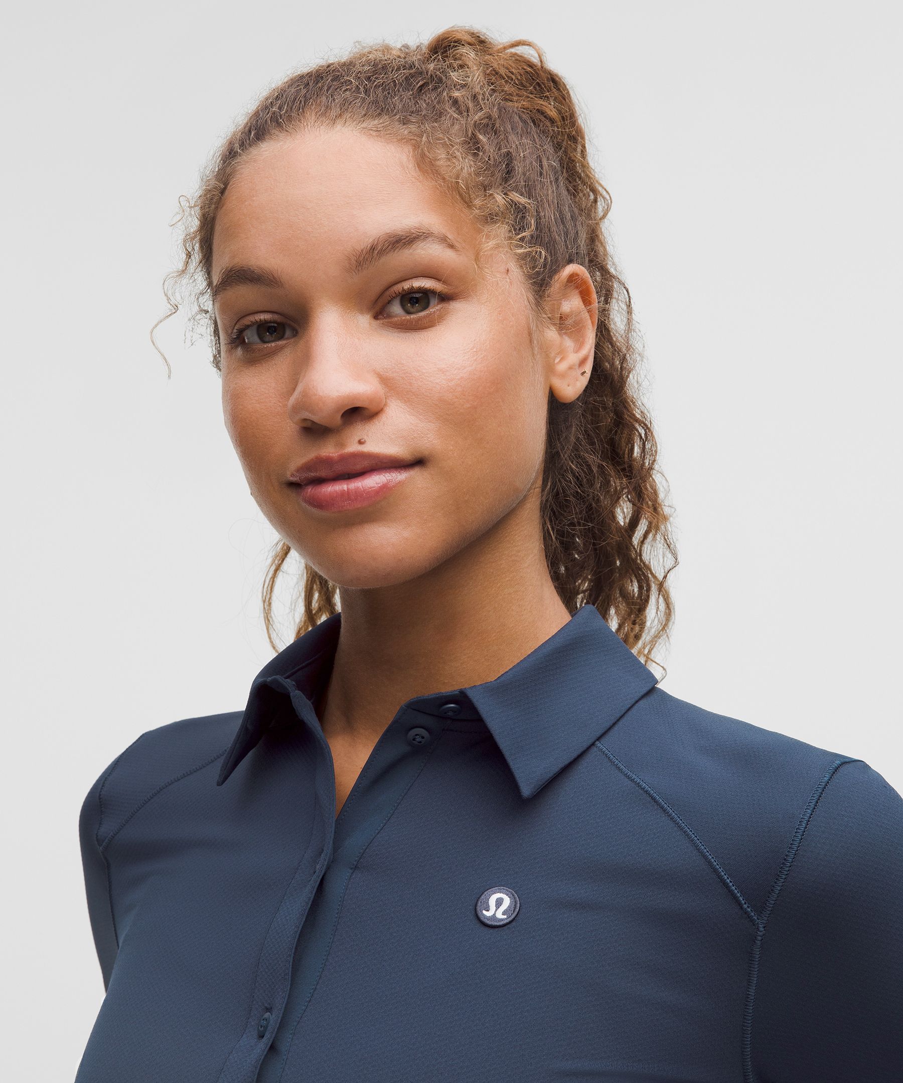 Quick-Dry Long-Sleeve Polo Shirt *Straight Hem - thumbnail 9